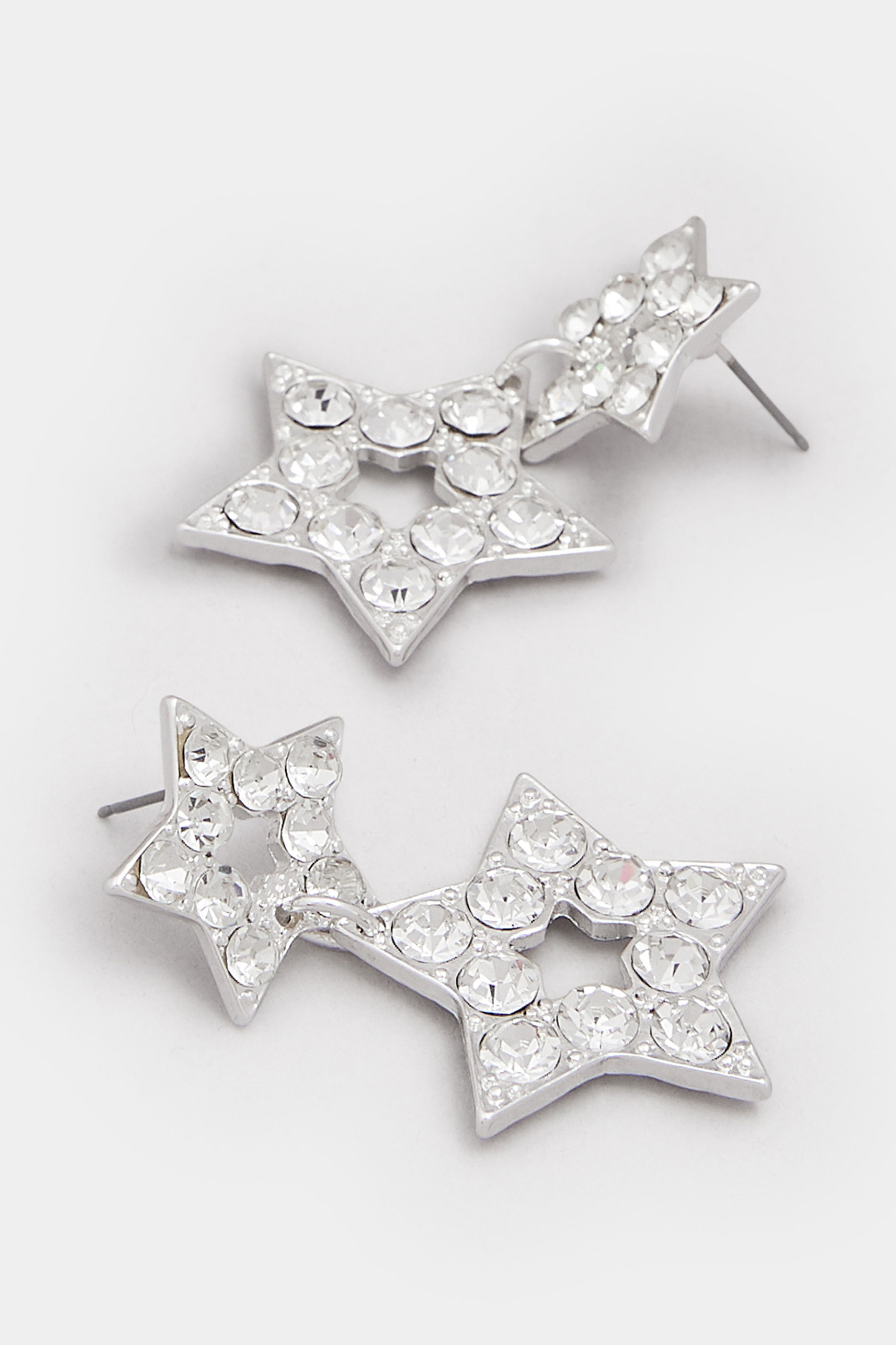 Silver Tone Diamante Star Earrings | Yours Clothing 3