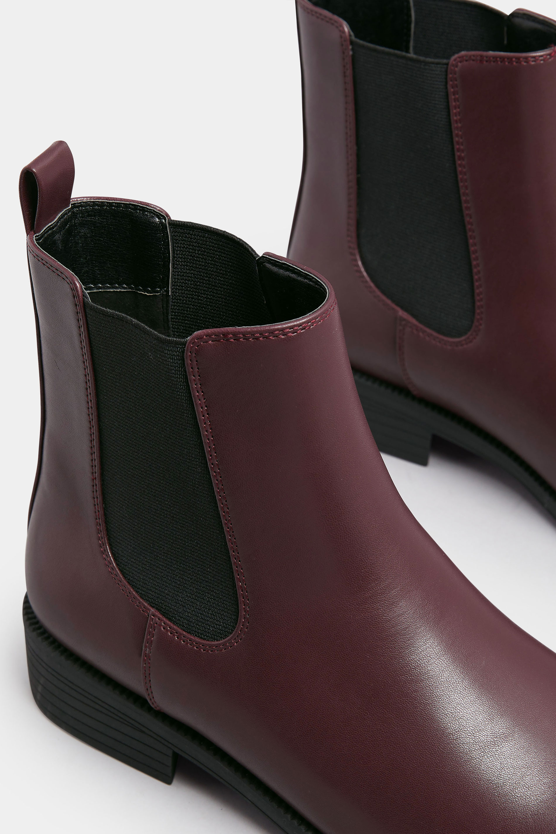 Burgundy Red Faux Leather Chelsea Ankle Boots In Wide E Fit & Extra Wide EEE Fit | Yours Clothing 5