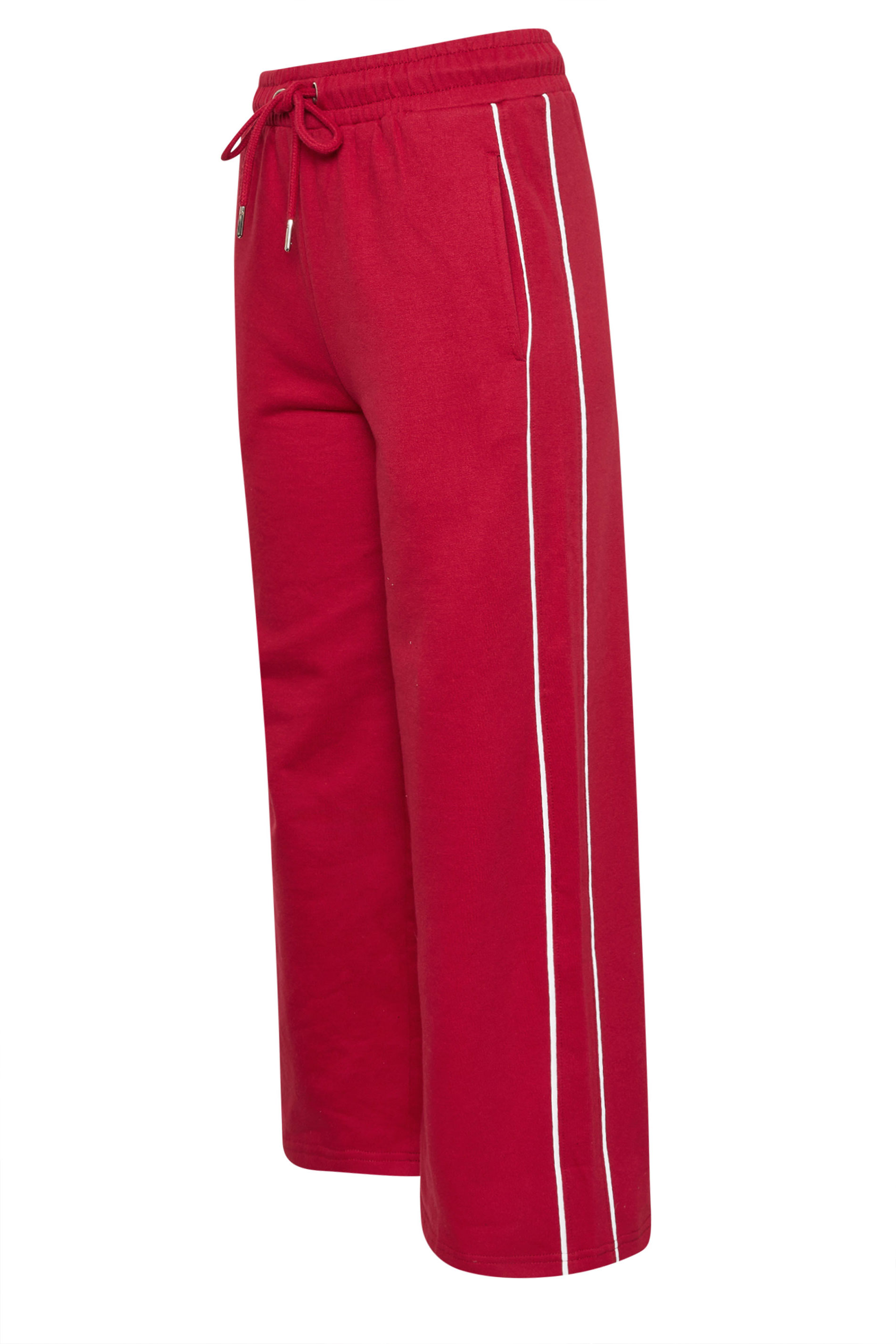 PixieGirl Petite Women's Red Contrast Piping Wide Leg Joggers | PixieGirl 8