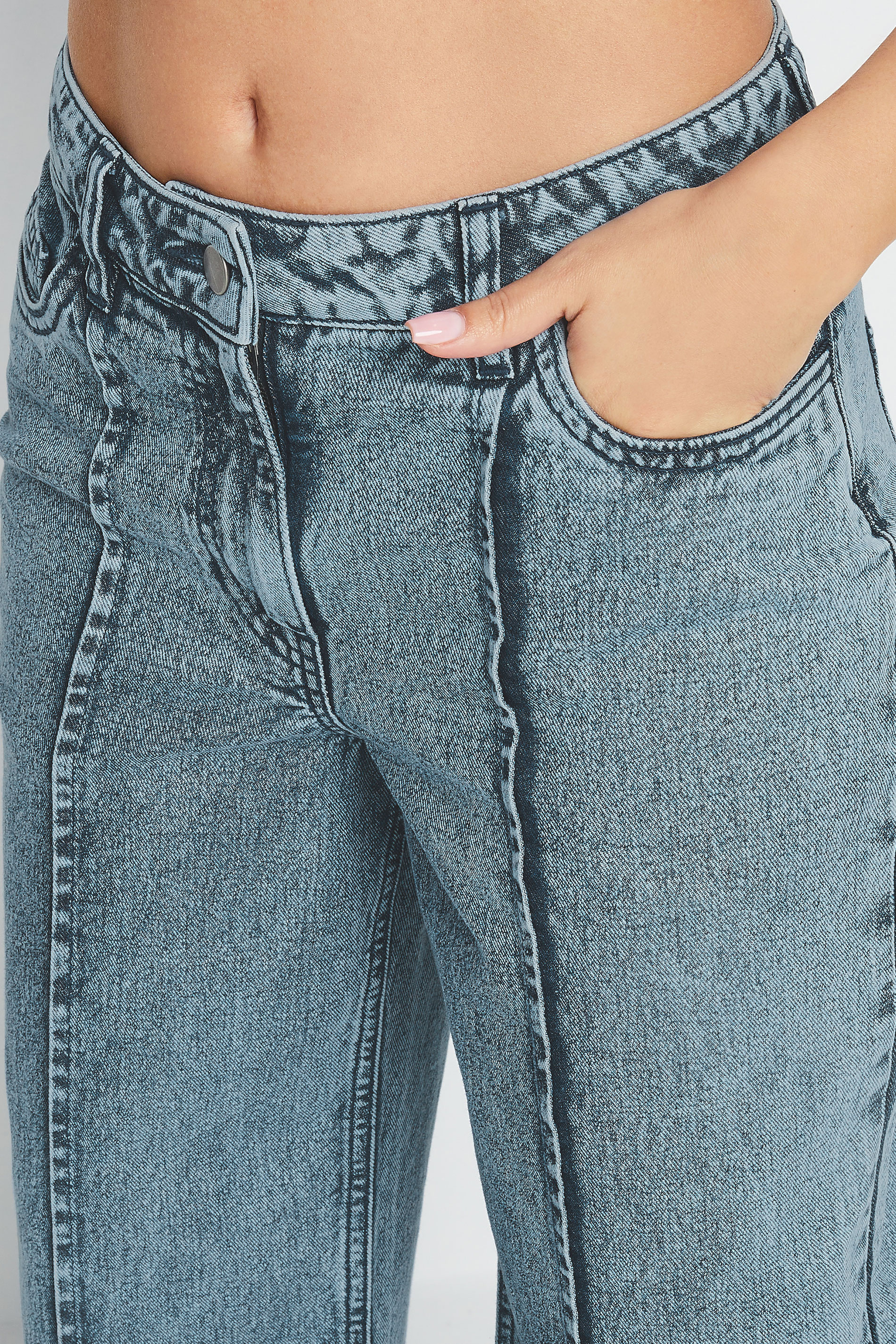 PixieGirl Petite Women's Blue Seam Front Non-Stretch Wide Leg Jeans | PixieGirl 5