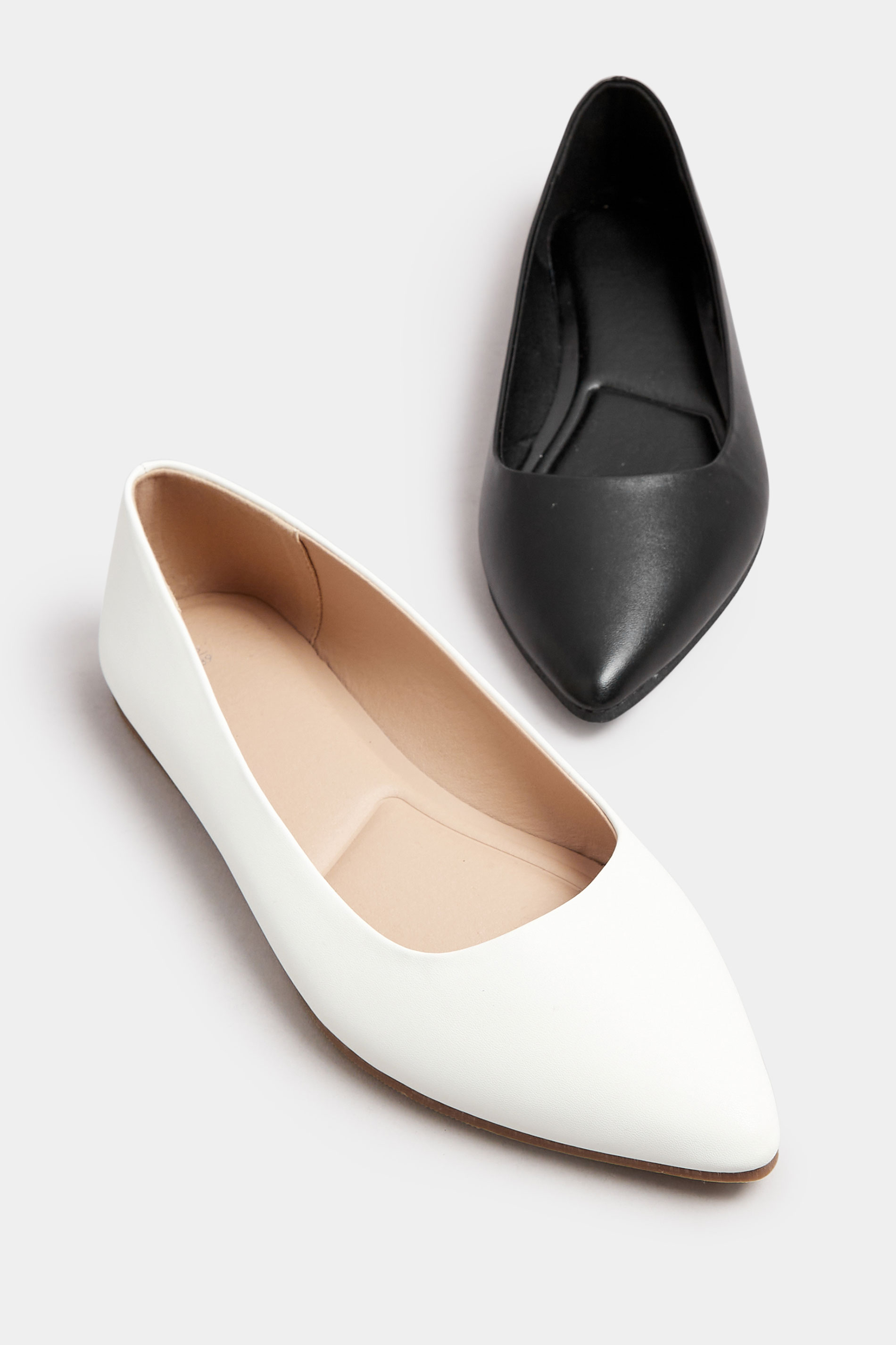 White Pointed Ballet Pumps In Wide E & Extra Wide EEE Fit | Yours Clothing 7