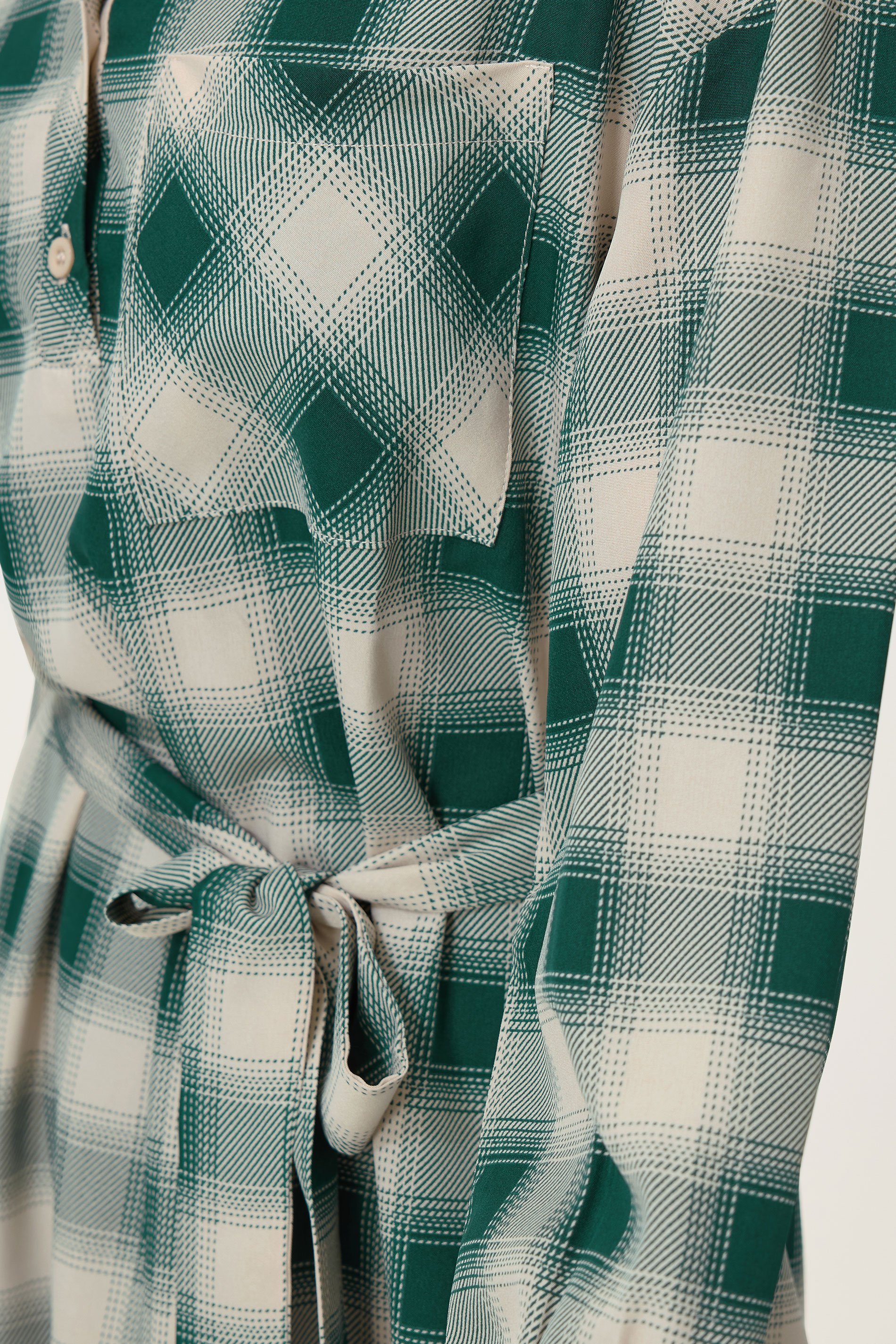 PixieGirl Petite Women's Green Check Print Shirt Dress | PixieGirl 4