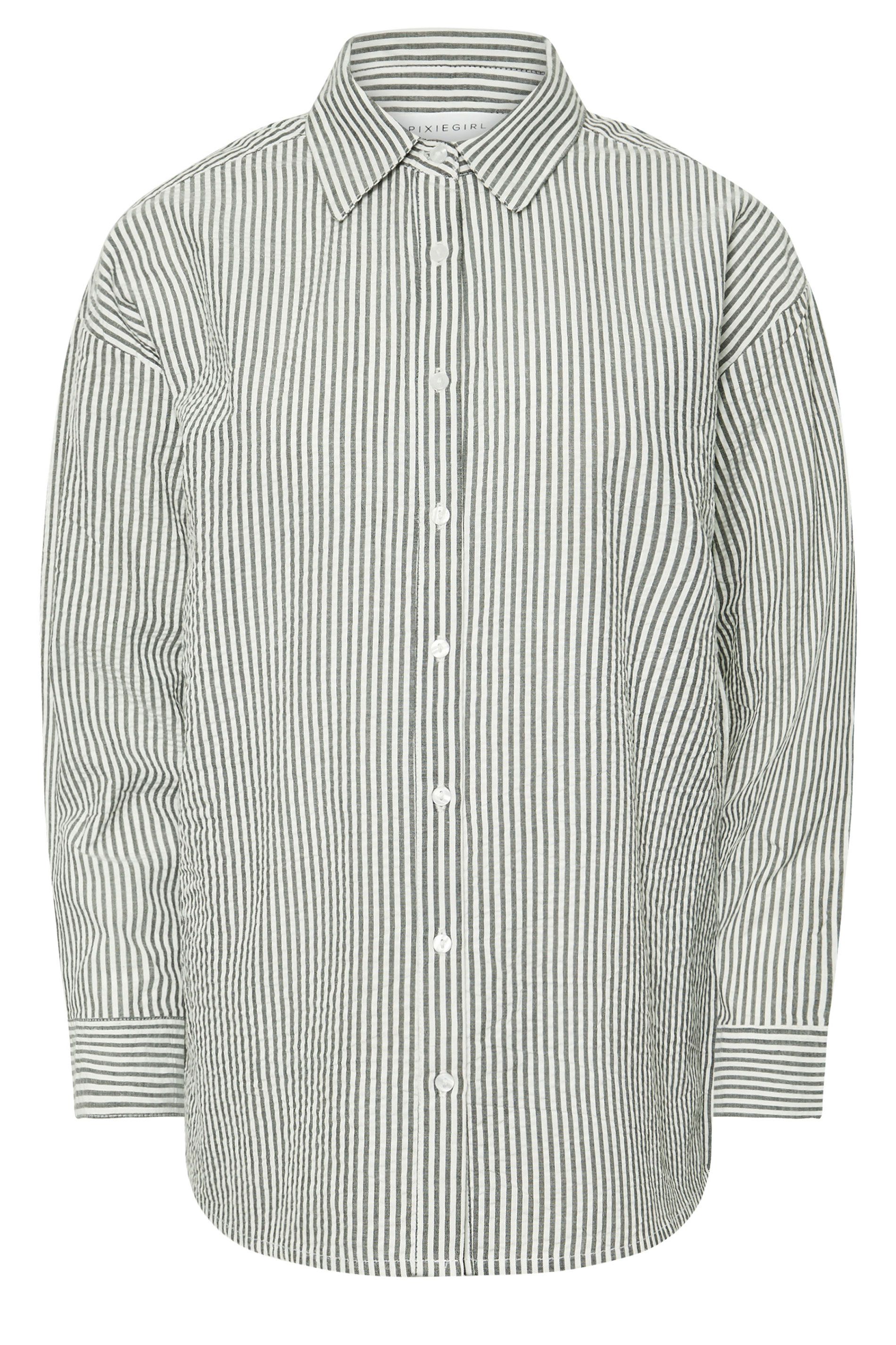 PixieGirl Petite Women's Grey Stripe Long Sleeve Shirt | PixieGirl 5