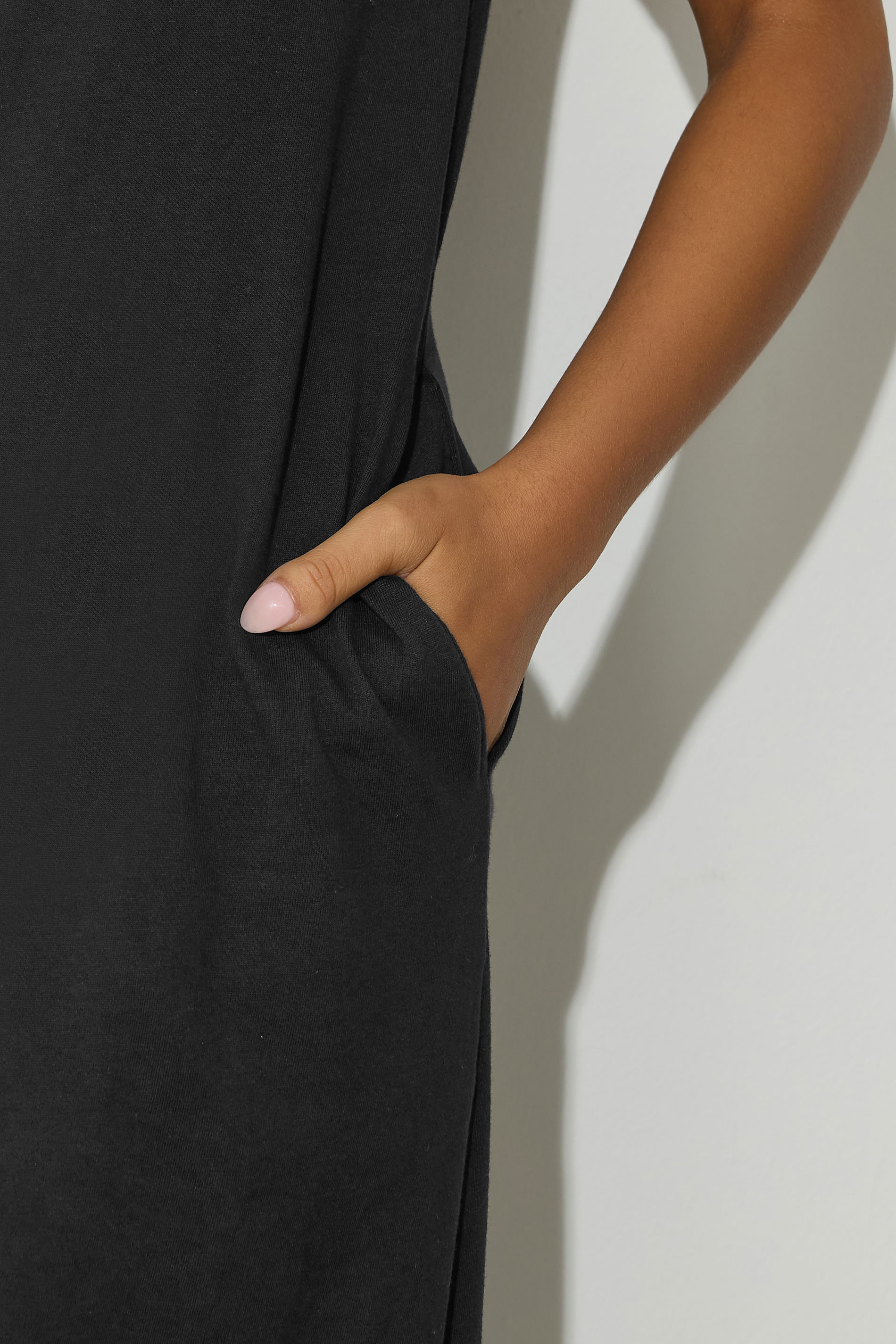 PixieGirl Petite Women's Black Cotton T-Shirt Maxi Dress | PixieGirl 5