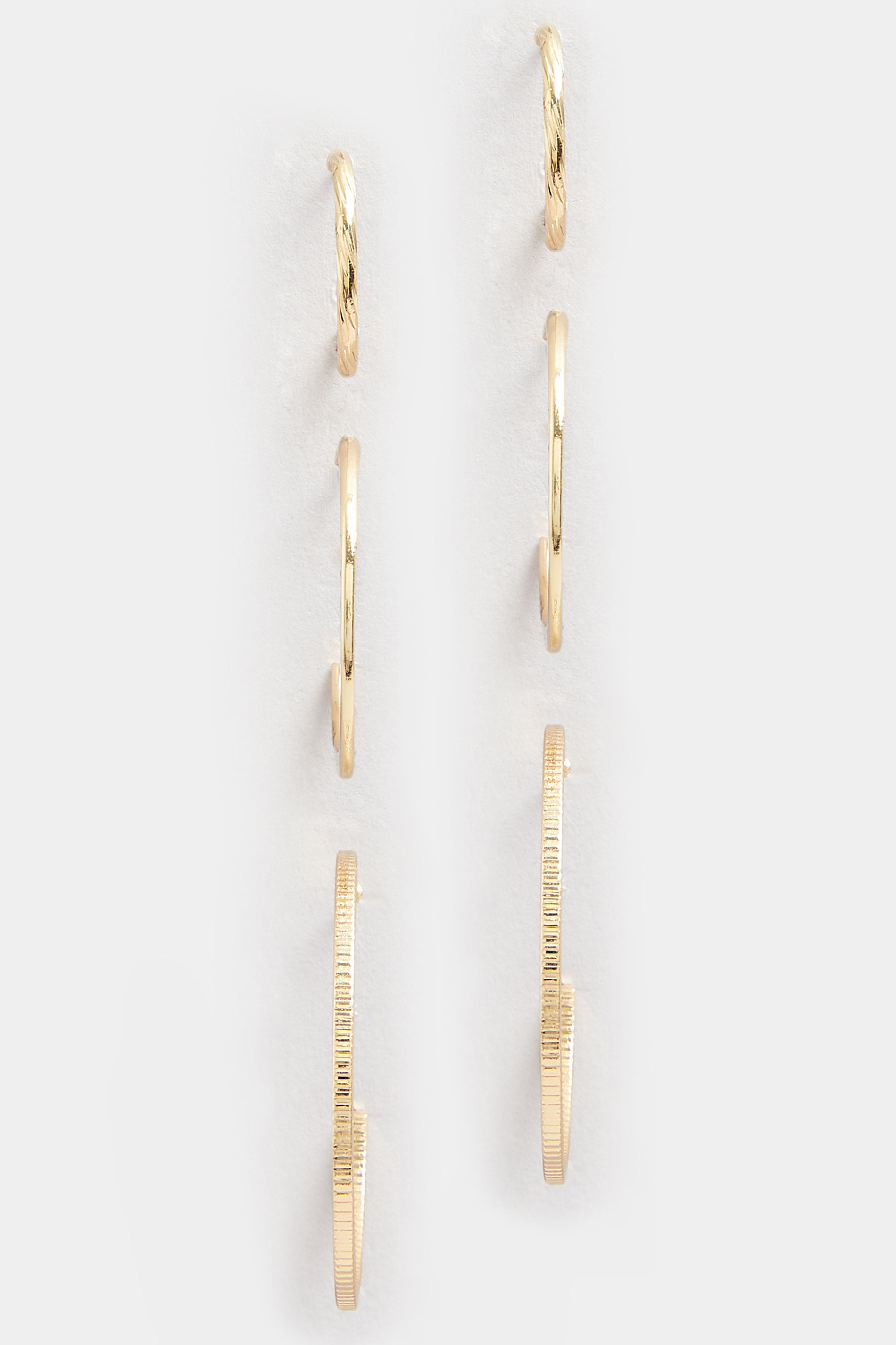 3 PACK Gold Tone Hoop Earring Set | Yours Clothing 2