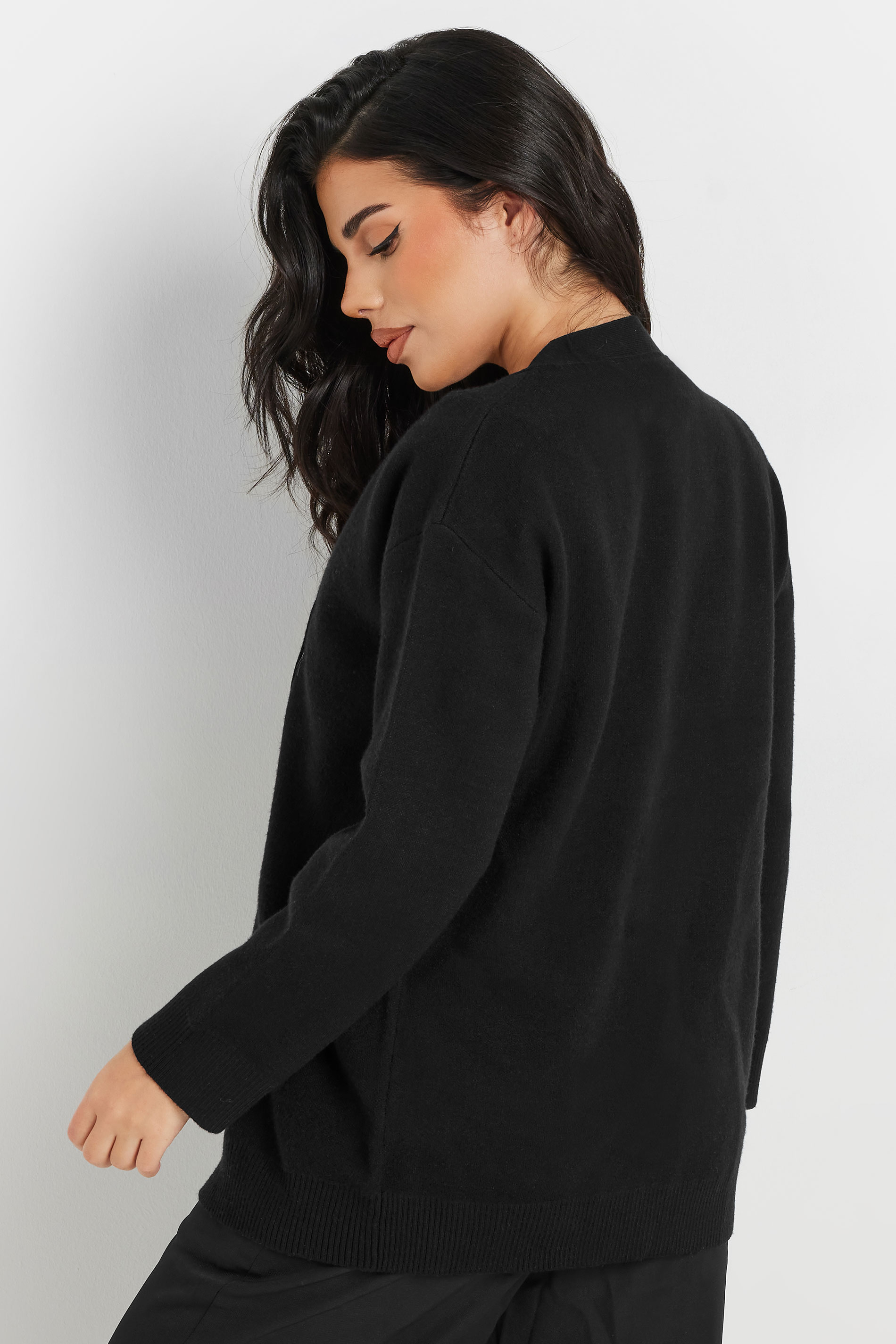 PixieGirl Petite Women's Black V-Neck Button Cardigan | PixieGirl 3