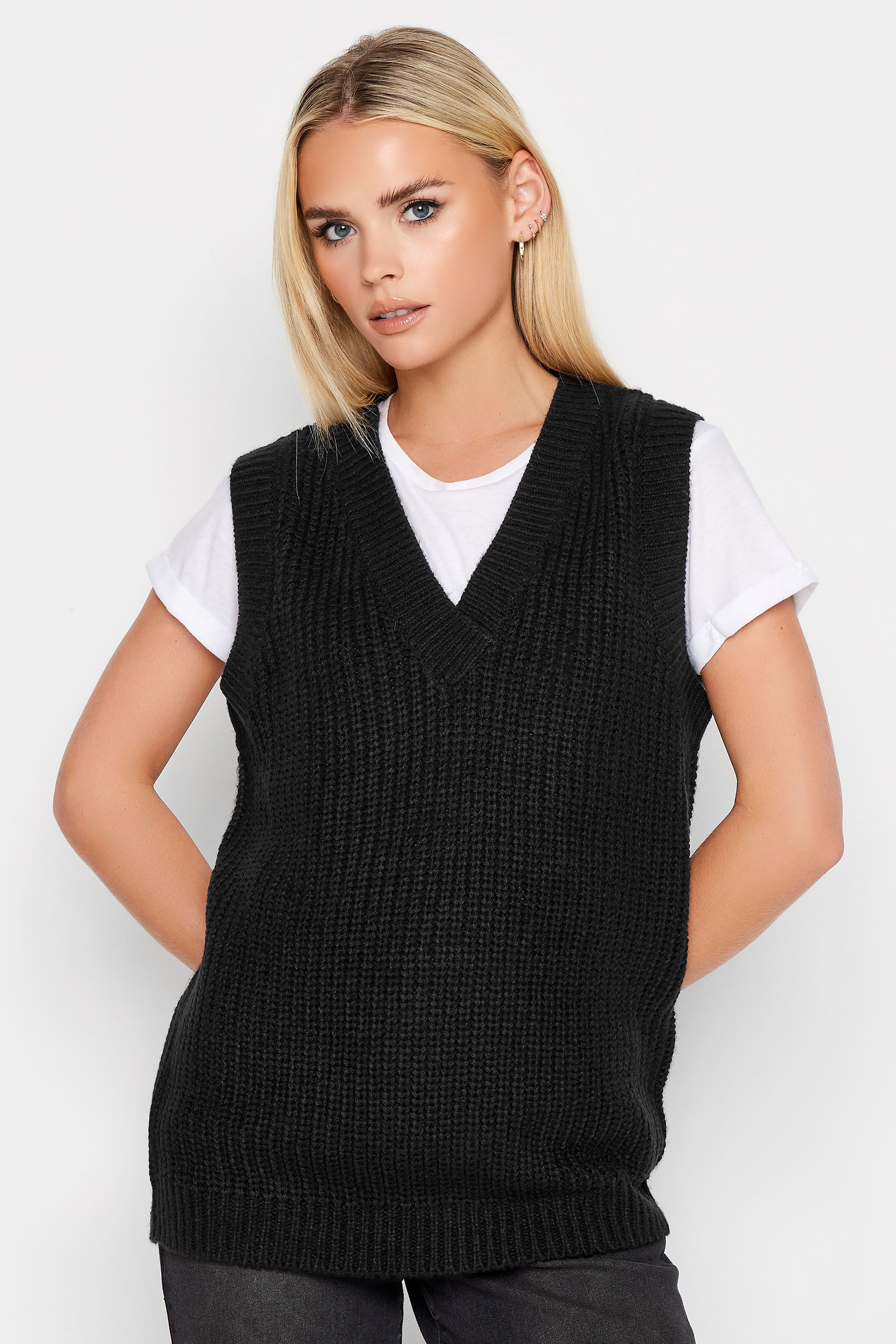 LBECLEY Womens Vest Top Women's V Neck Stripes Outside Wearing A Sweater  with A Super Short Neck Vest Cotton Summer Top Women Puffer Vest Women  Black