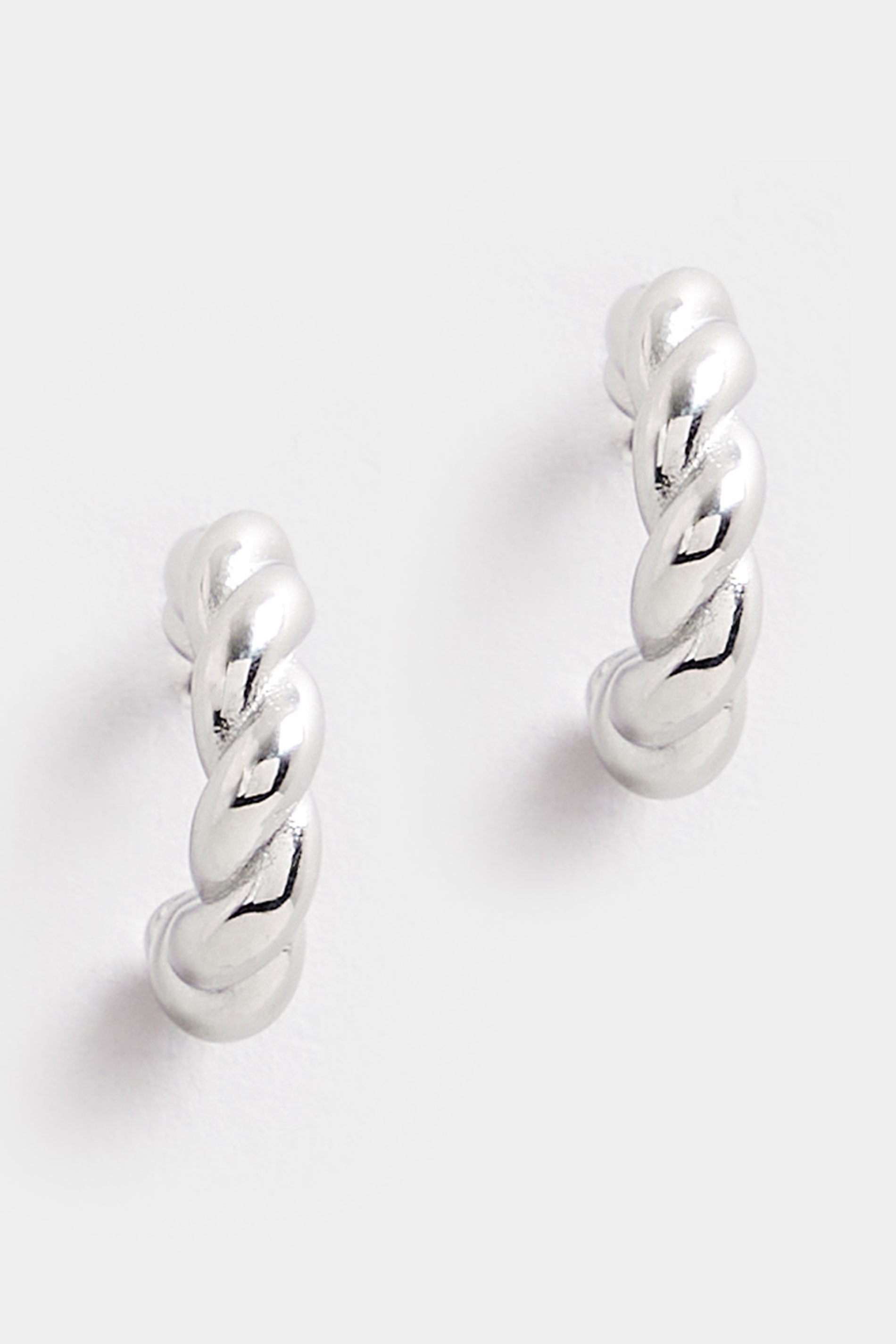 Silver Tone Stainless Steel Twisted Hoop Earrings | Yours Clothing 2