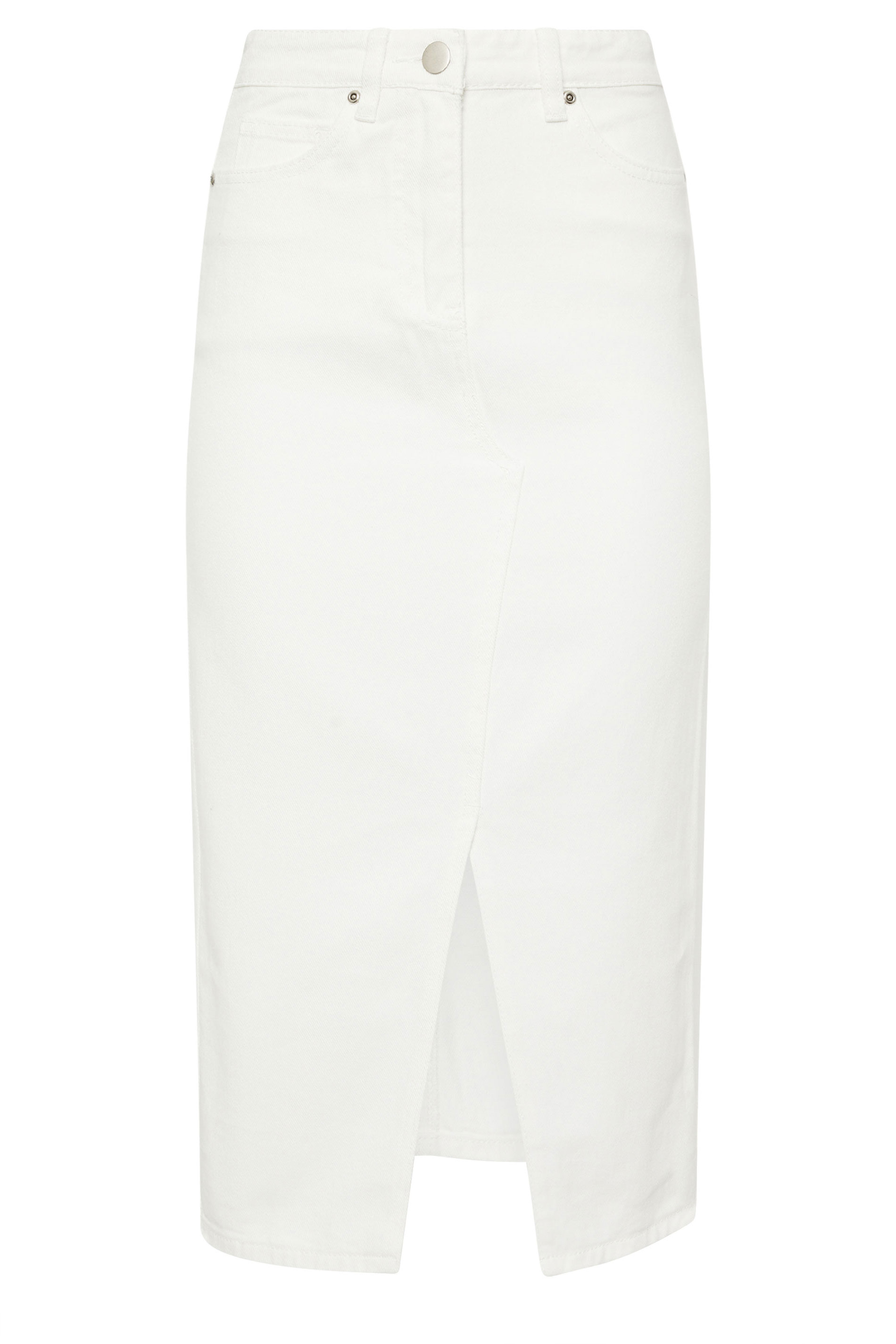 PixieGirl Petite Women's White Denim Split Midaxi Skirt | PixieGirl 5
