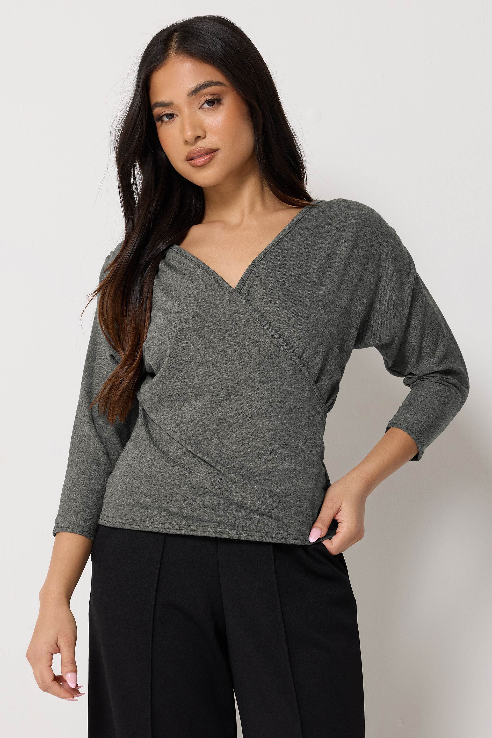 Pixiegirl Women's Grey Petite Charcoal Wrap Top Size 18