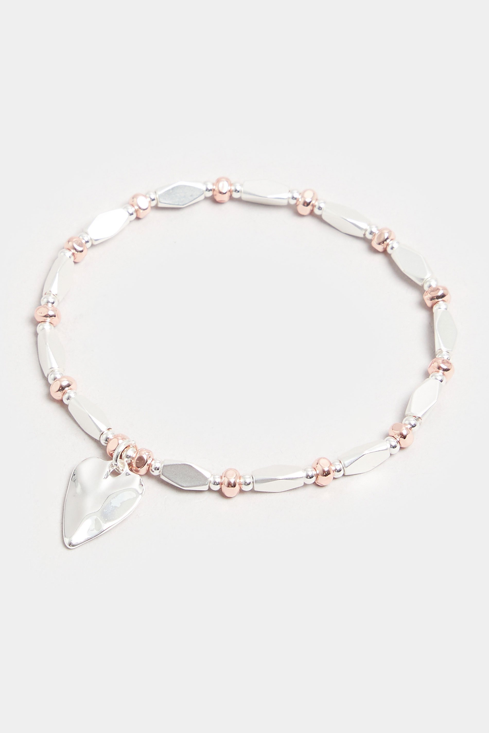 Silver Tone Heart Charm Bracelet | Yours Clothing 2