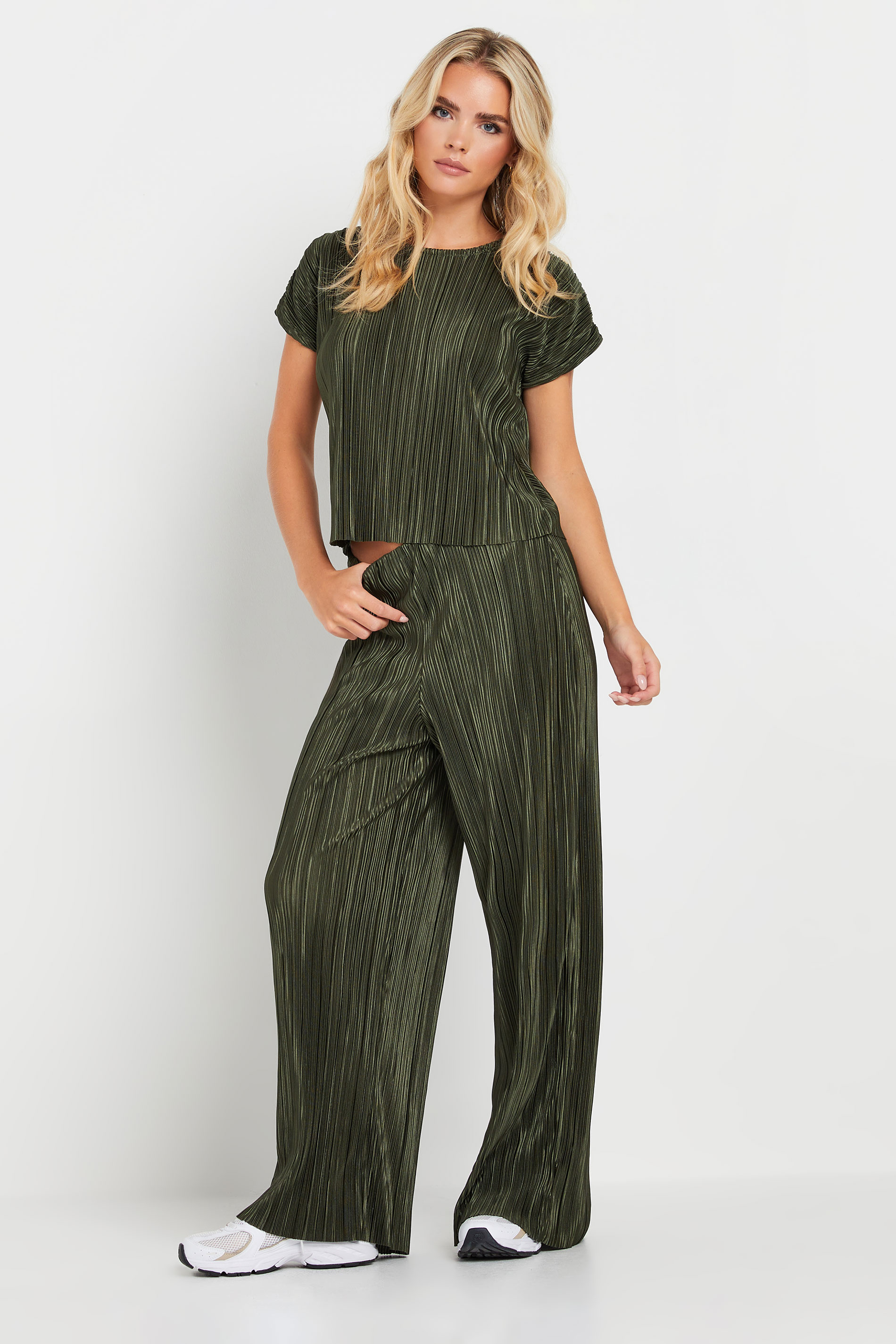 PixieGirl Petite Women's Khaki Green Textured Top | PixieGirl 2