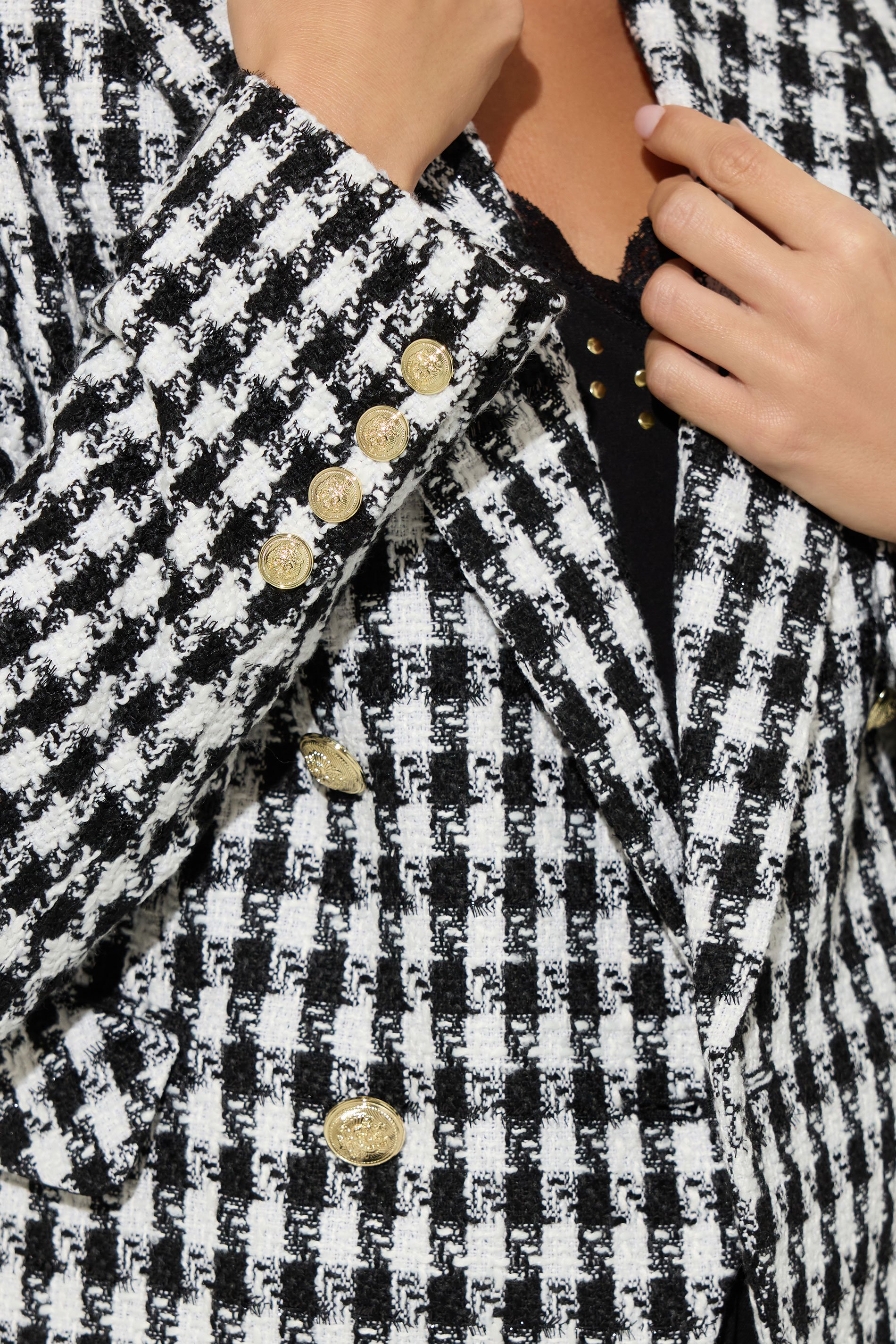 STAR Black Checked Double Breasted Blazer | StarByJM 5