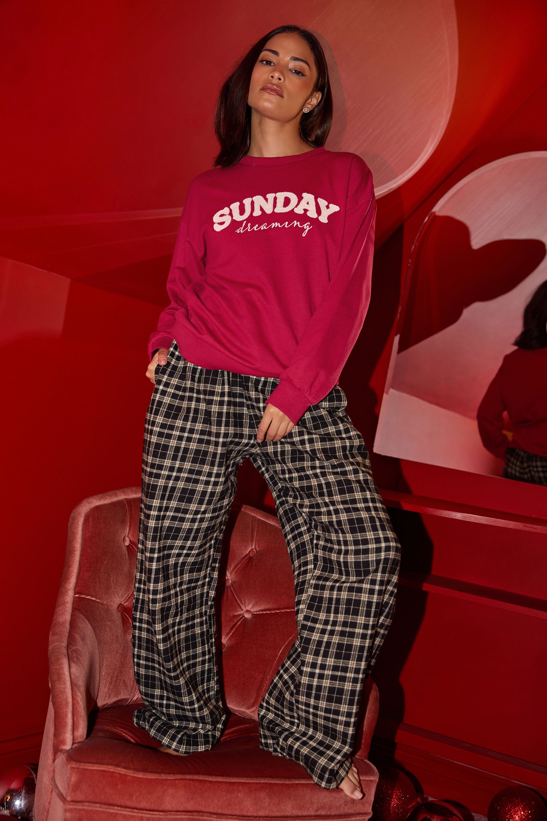 PixieGirl Petite Women's Black Cotton Check Pyjama Bottoms | PixieGirl 1