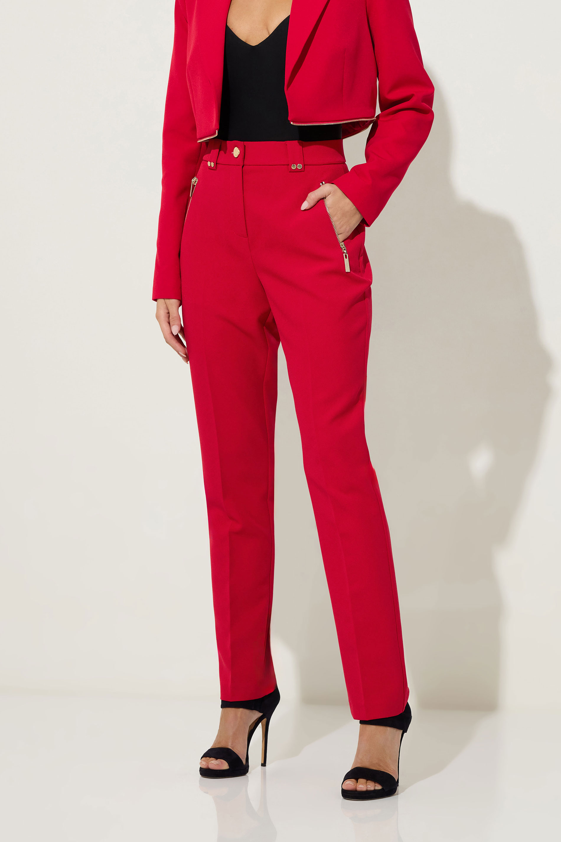 STAR Red Tailored Straight Leg Trousers | StarByJM 3