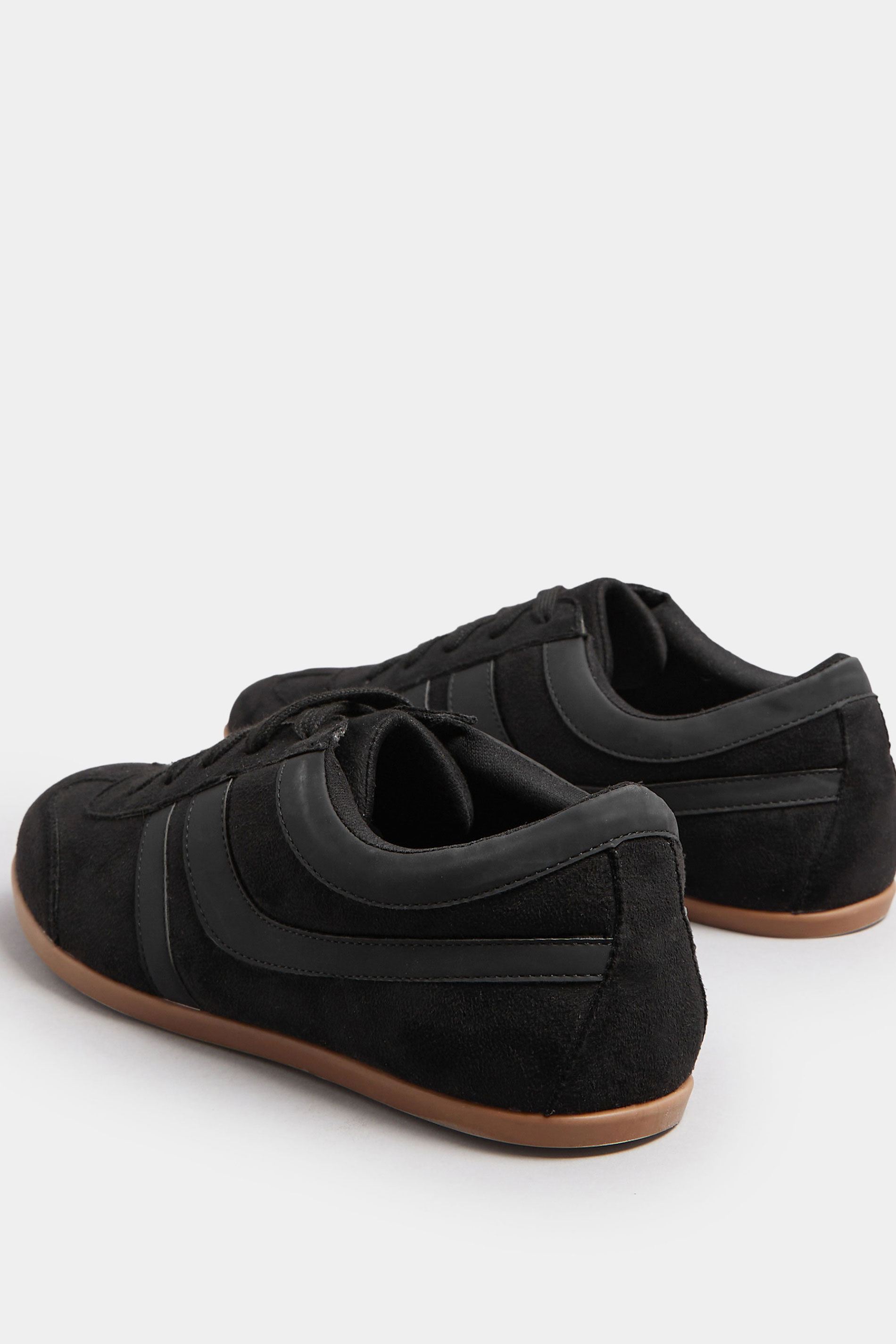 Black Low Retro Stripe Trainers In Extra Wide EEE Fit | Yours Clothing 4