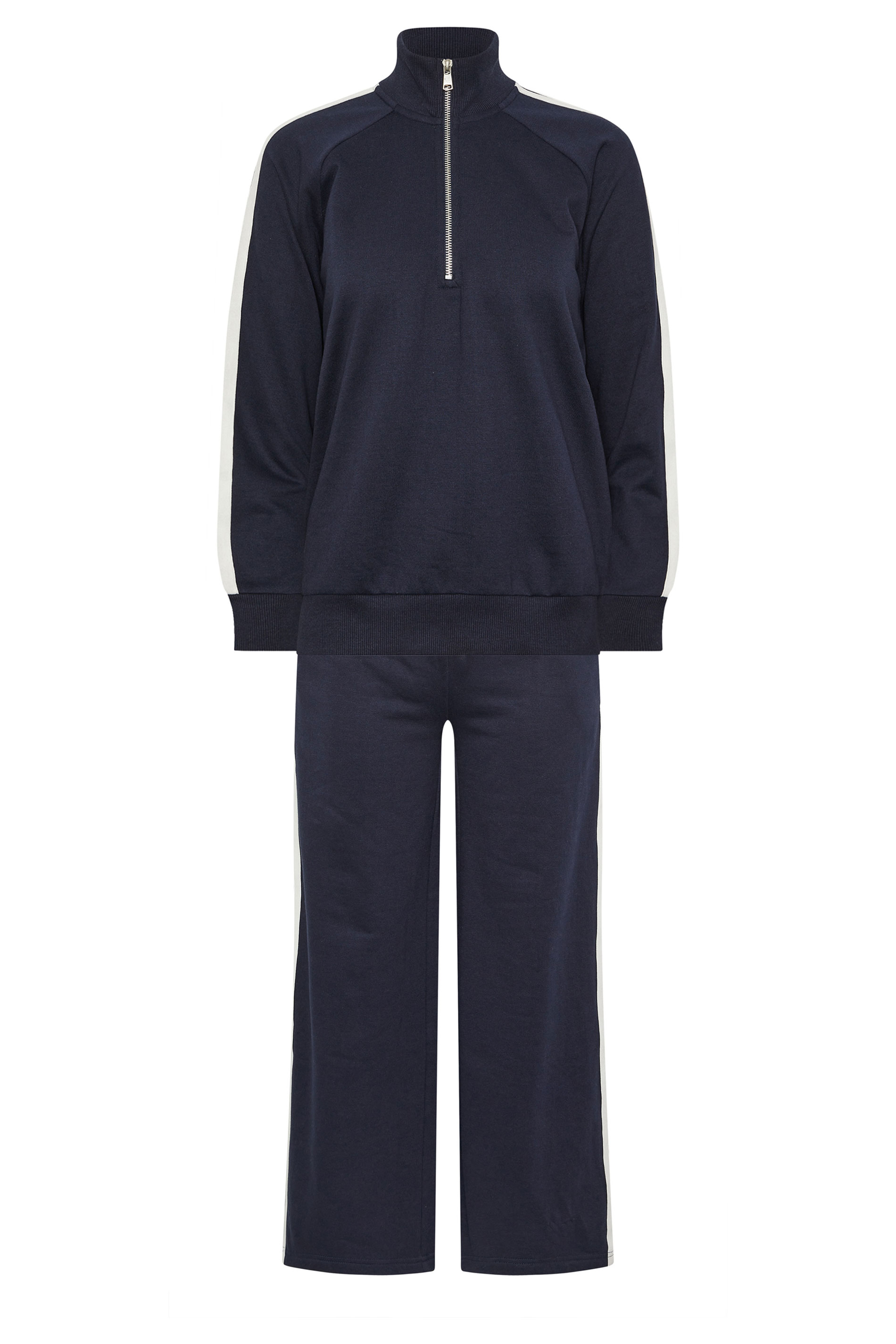 PixieGirl Petite Women's Set Navy Blue Stripe Cotton Sweatshirt & Wide Leg Joggers | PixieGirl 9