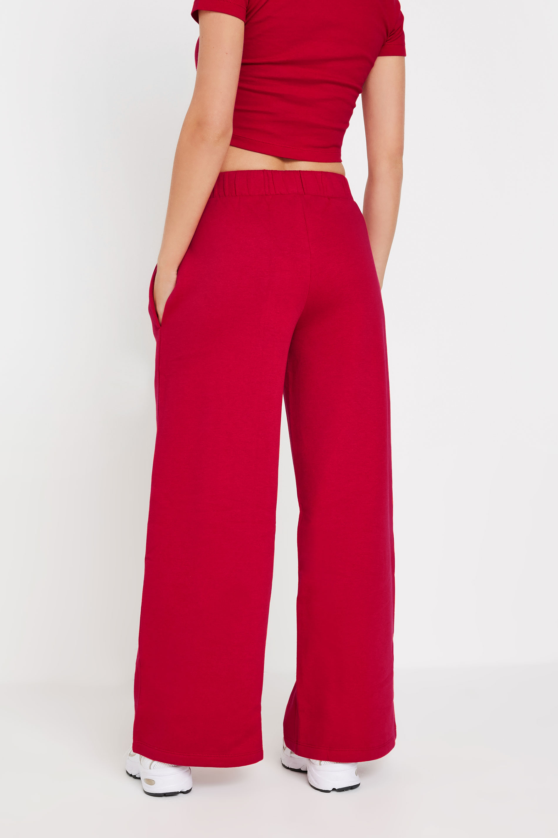 PixieGirl Petite Women's Red Athletics Wide Leg Jogger | PixieGirl 3