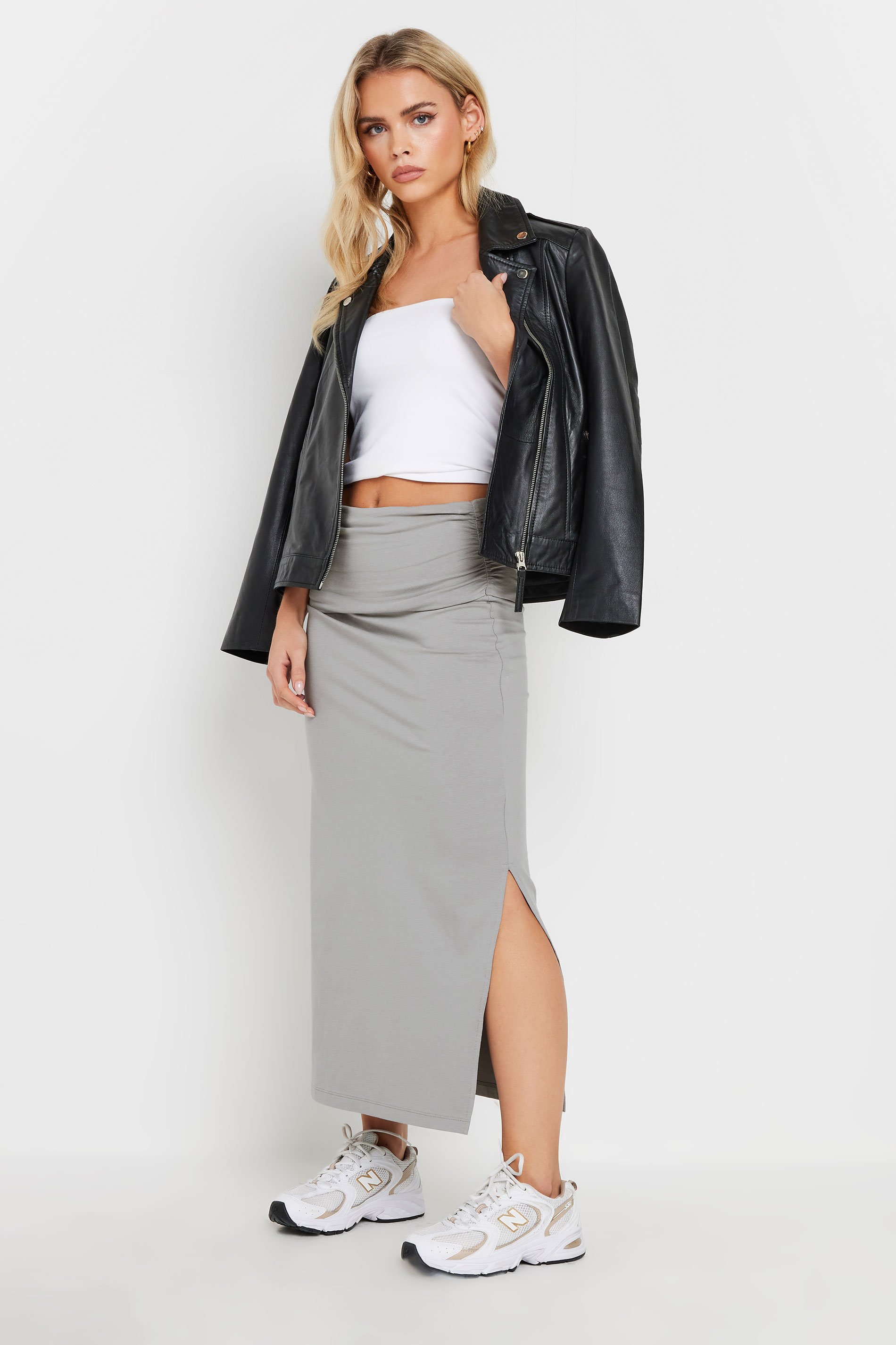 PixieGirl Petite Women's Grey Fold Over Maxi Skirt | PixieGirl 1