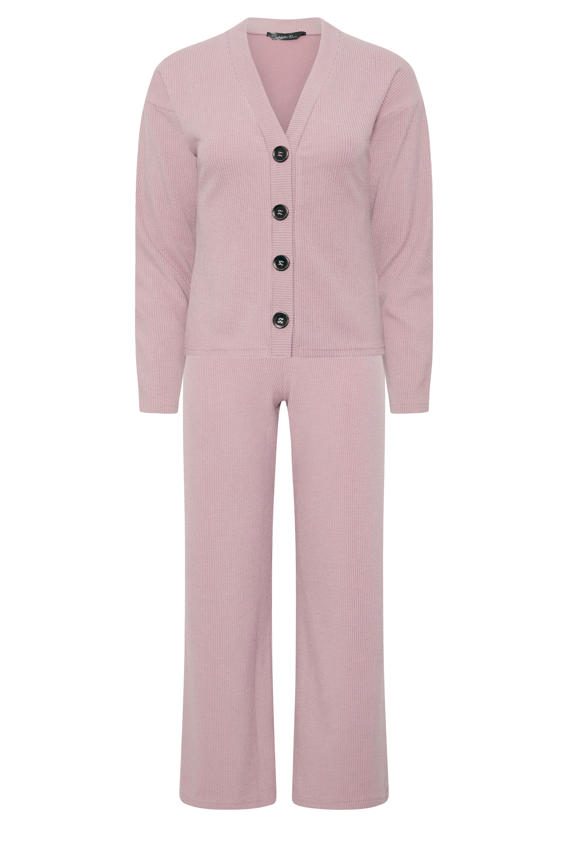 PixieGirl Petite Women's Set Pink Ribbed Top & Trousers | PixieGirl 8