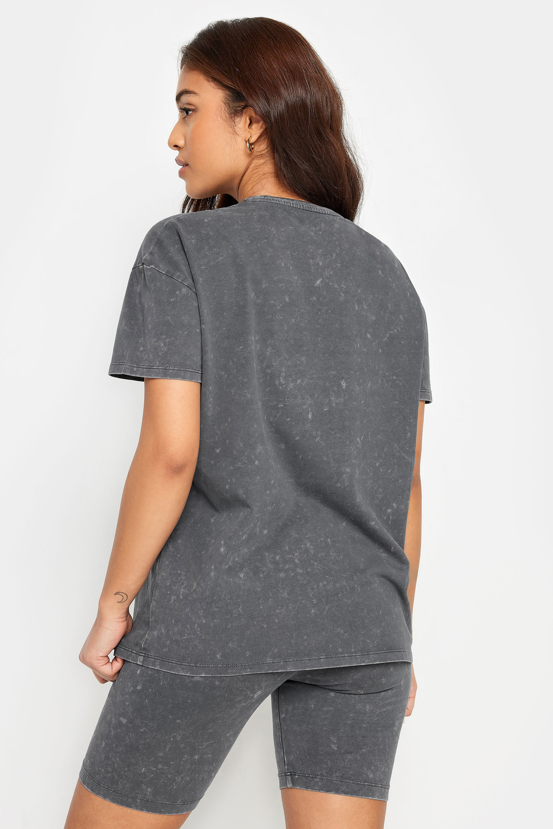 PixieGirl Petite Women's Grey Acid Wash T-Shirt & Shorts Set | PixieGirl 3