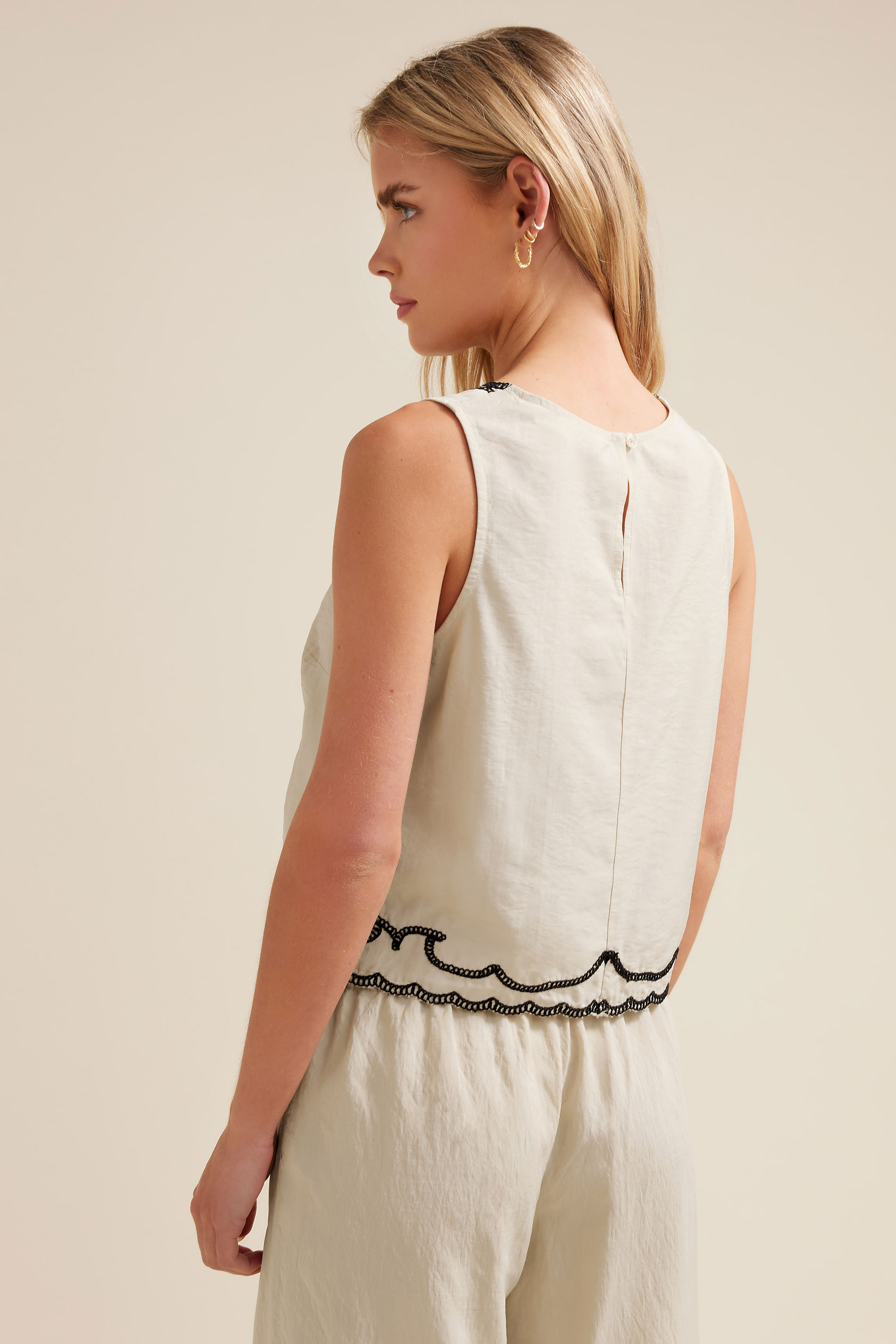 PixieGirl Petite Women's Ivory White Embroidered Sleeveless Top | PixieGirl 5