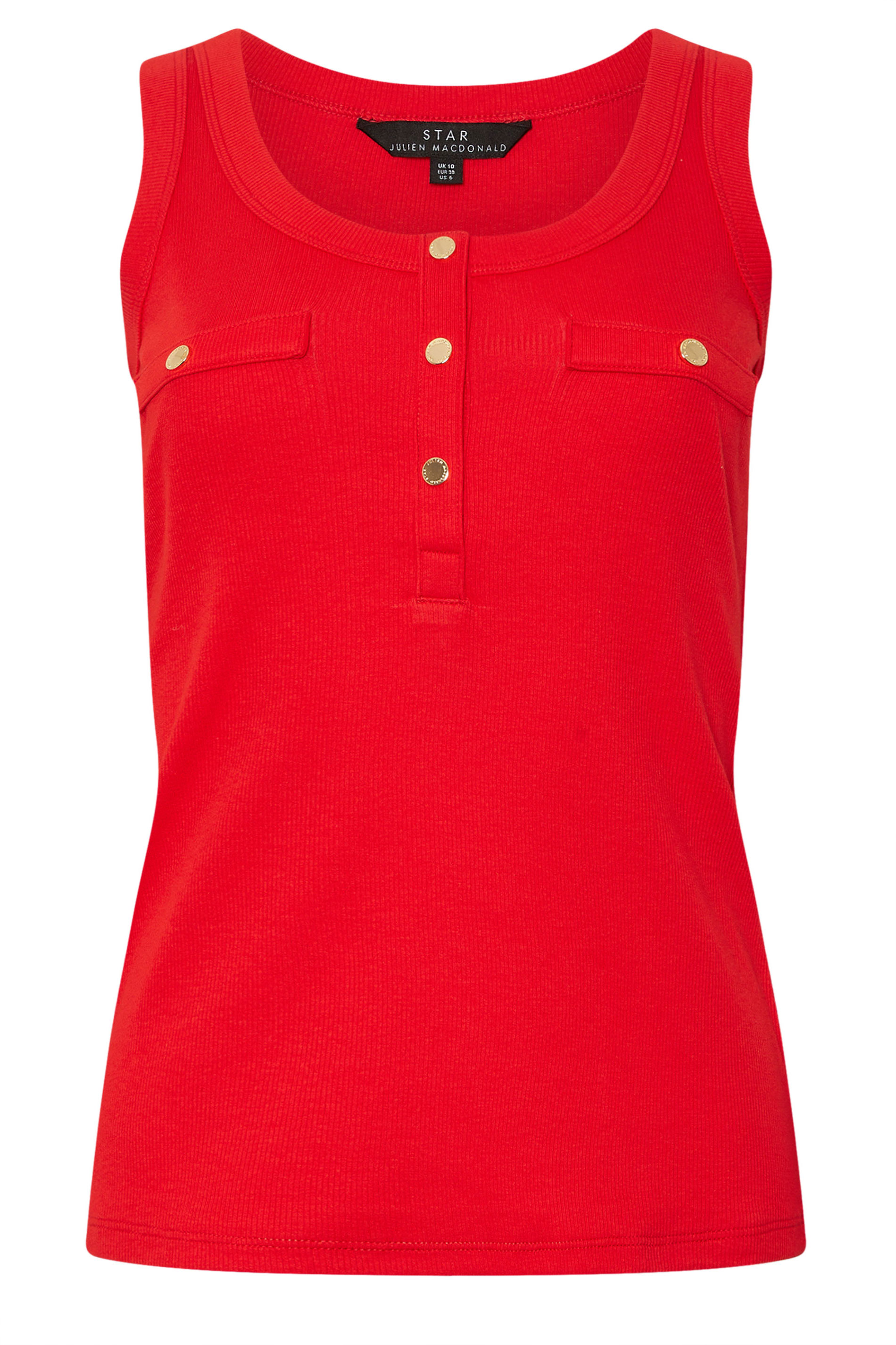 STAR Red Ribbed Button Vest Top | StarByJM 6