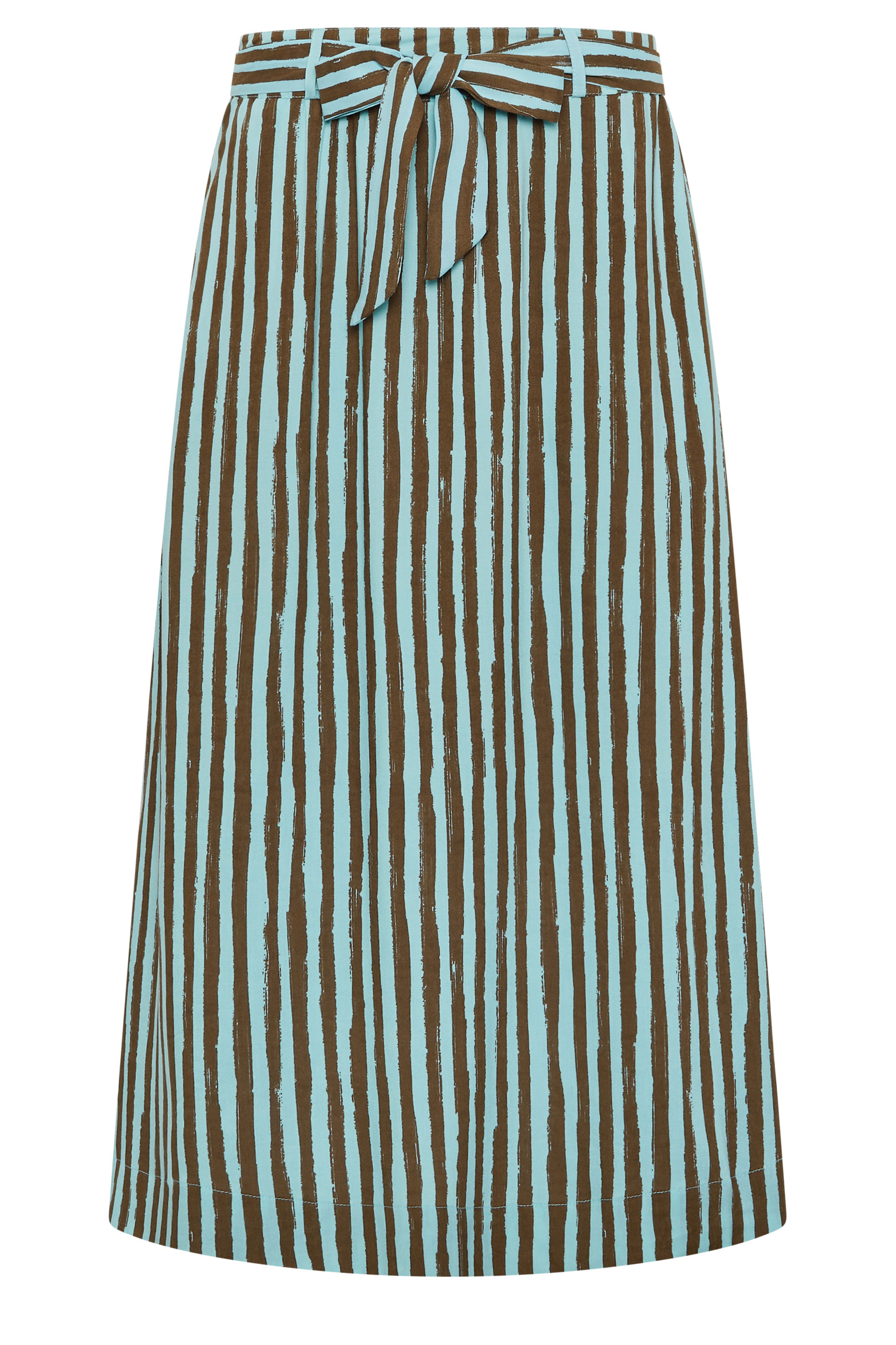 PixieGirl Petite Women's Brown Stripe Belted Maxi Skirt | PixieGirl 5