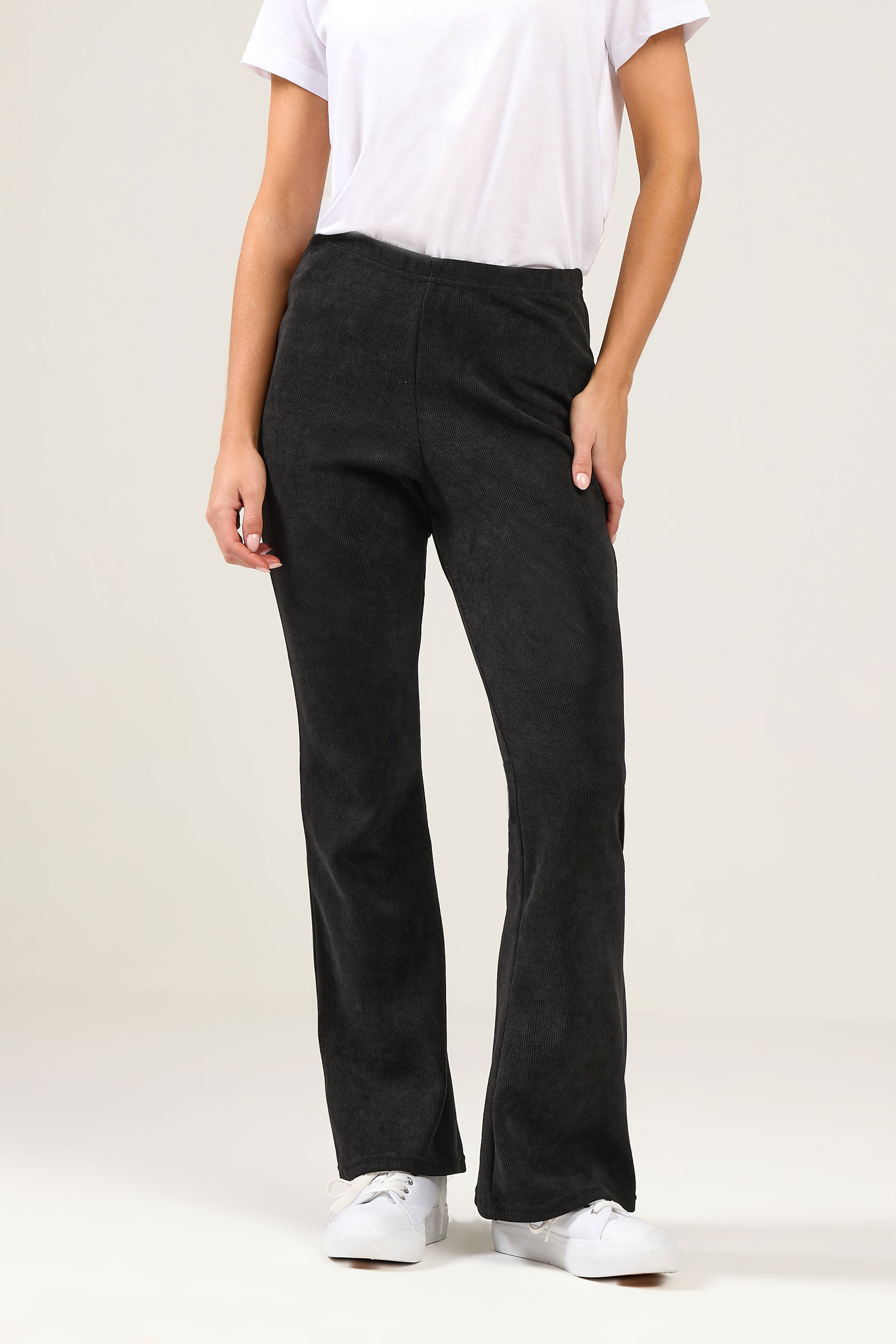 M&Co Petite Black Cord Flare Trousers | M&Co  3