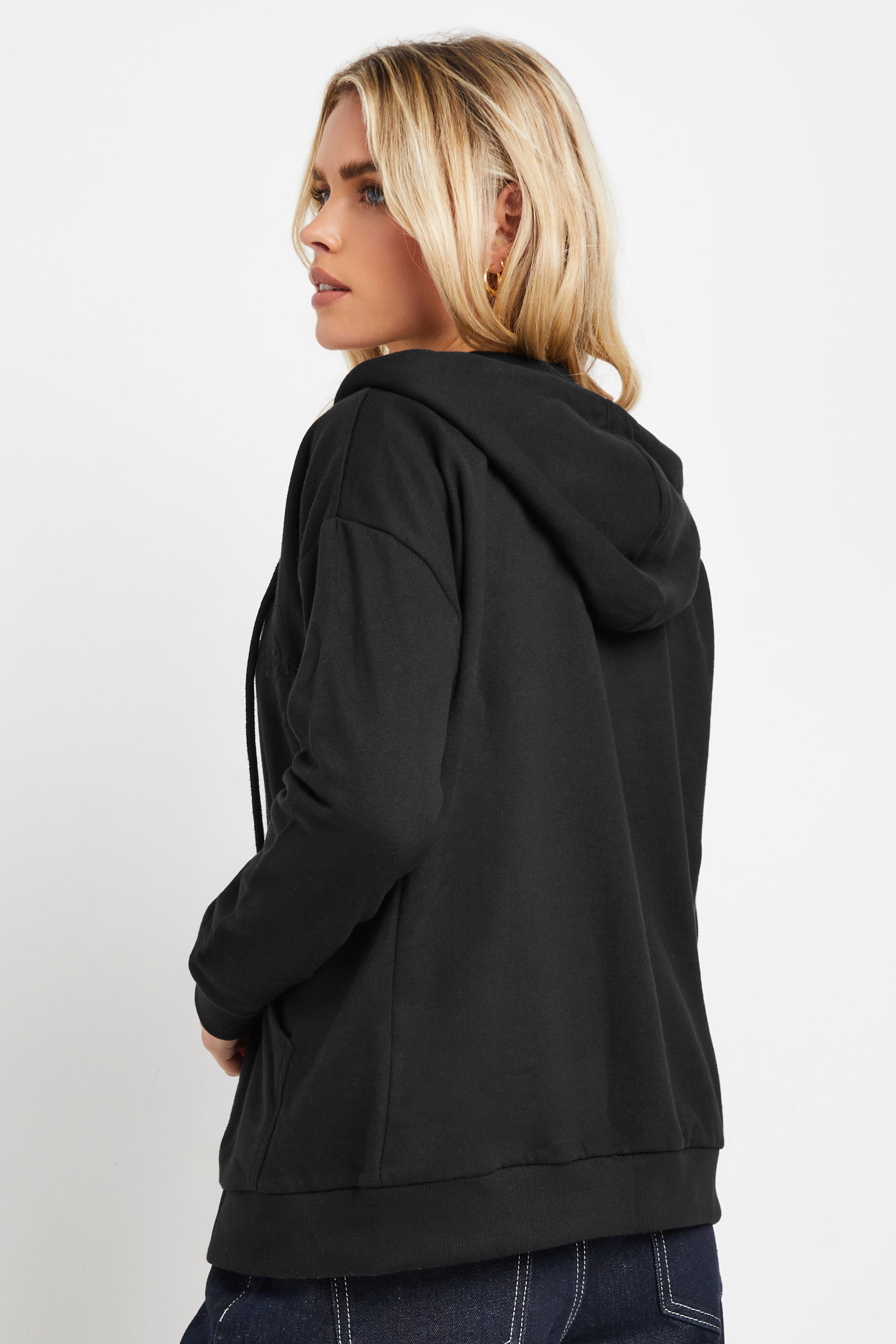 PixieGirl Petite Women's Black Slogan Zip Up Hoodie | PixieGirl 4
