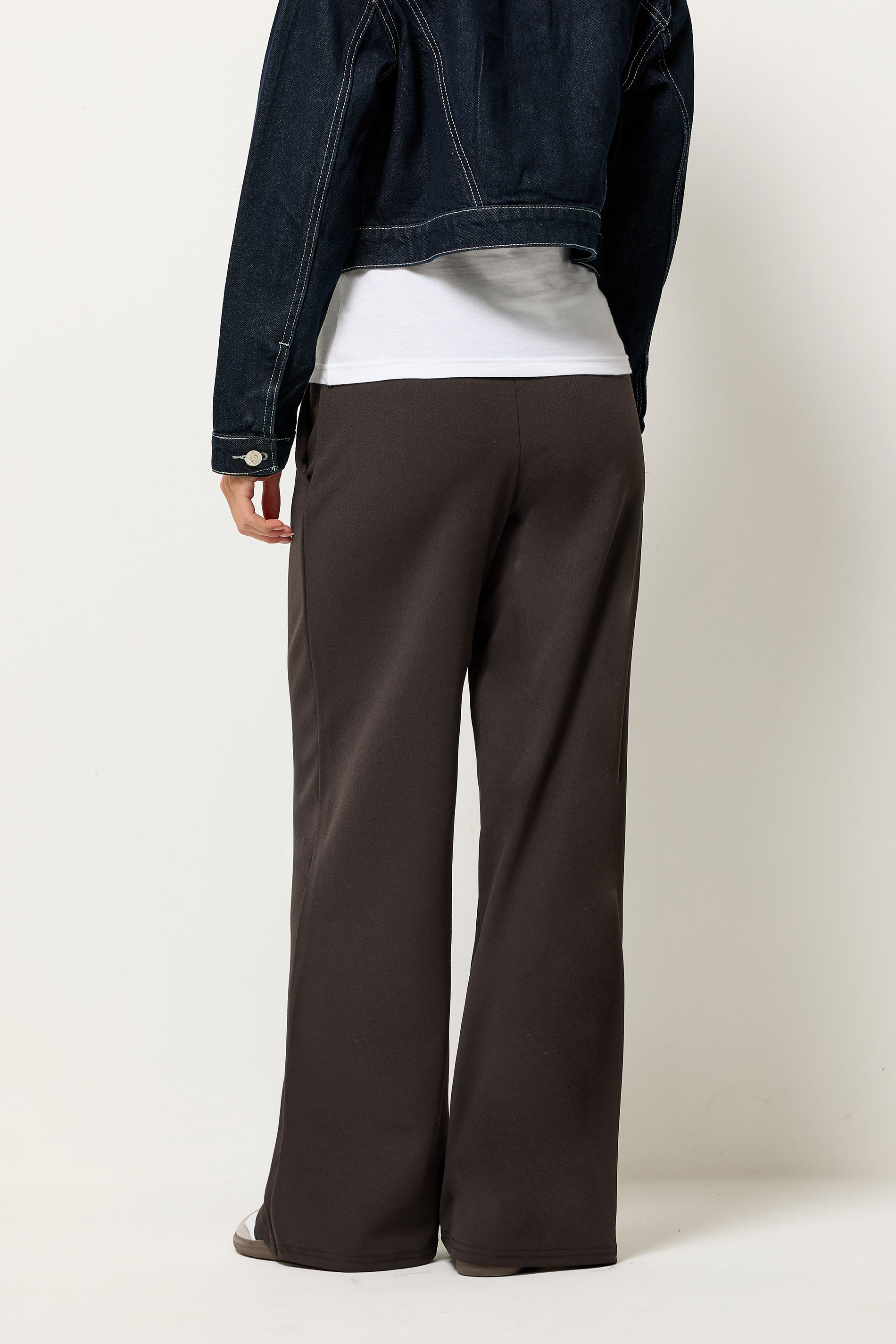 PixieGirl Petite Women's Chocolate Brown Scuba Wide Leg Trousers  3