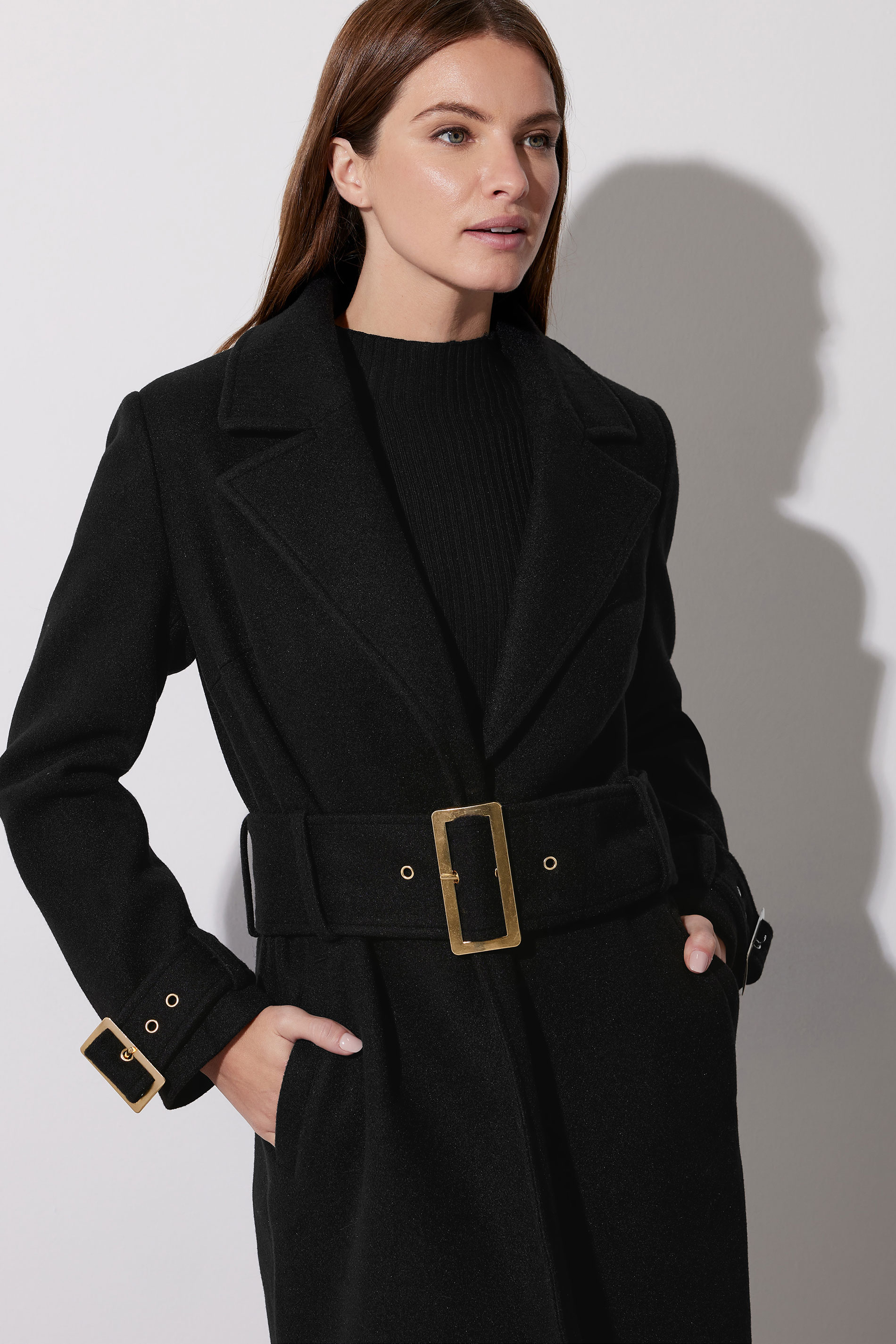 STAR Black Buckle Wrap Coat | STAR x JM 5