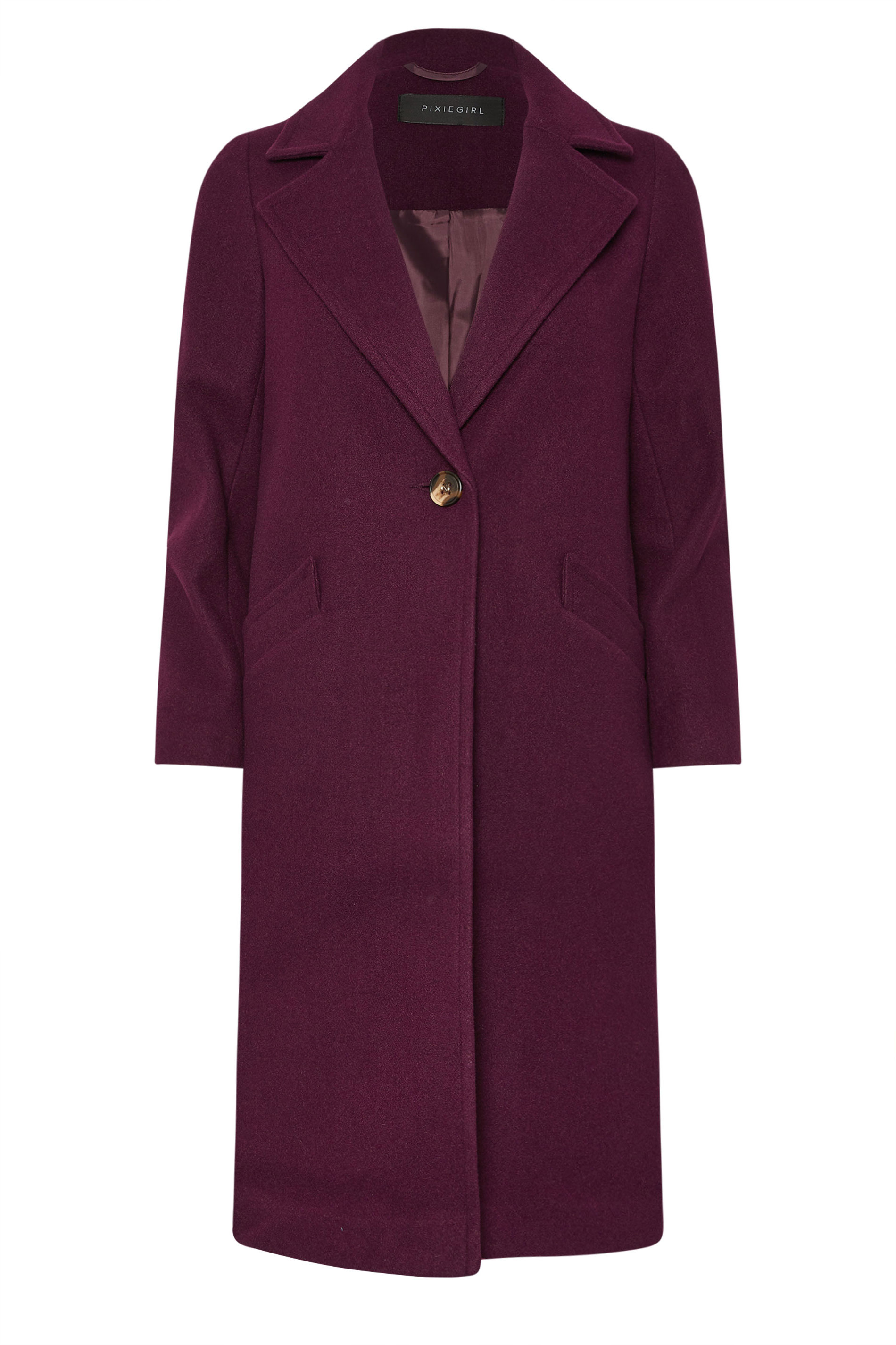 PixieGirl Petite Women's Burgundy Red Button Formal Coat | PixieGirl 5