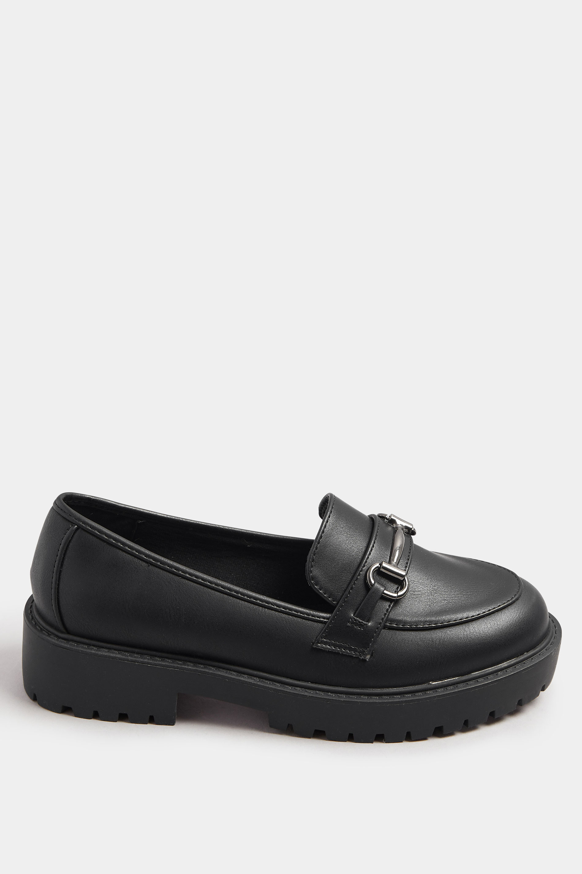 Black Metal Trim Detail Loafers In Wide E & Extra Wide EEE Fit | Yours Clothing 3