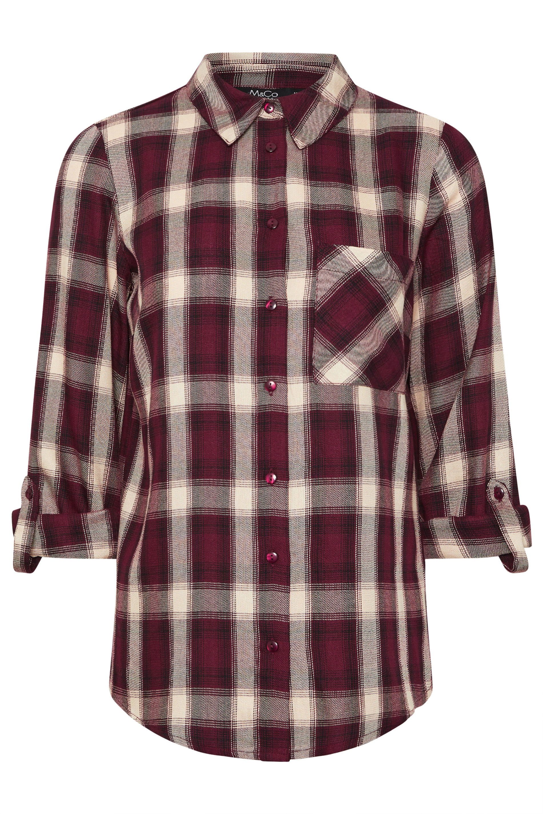 M&Co Petite Berry Red Check Shirt | M&Co 5