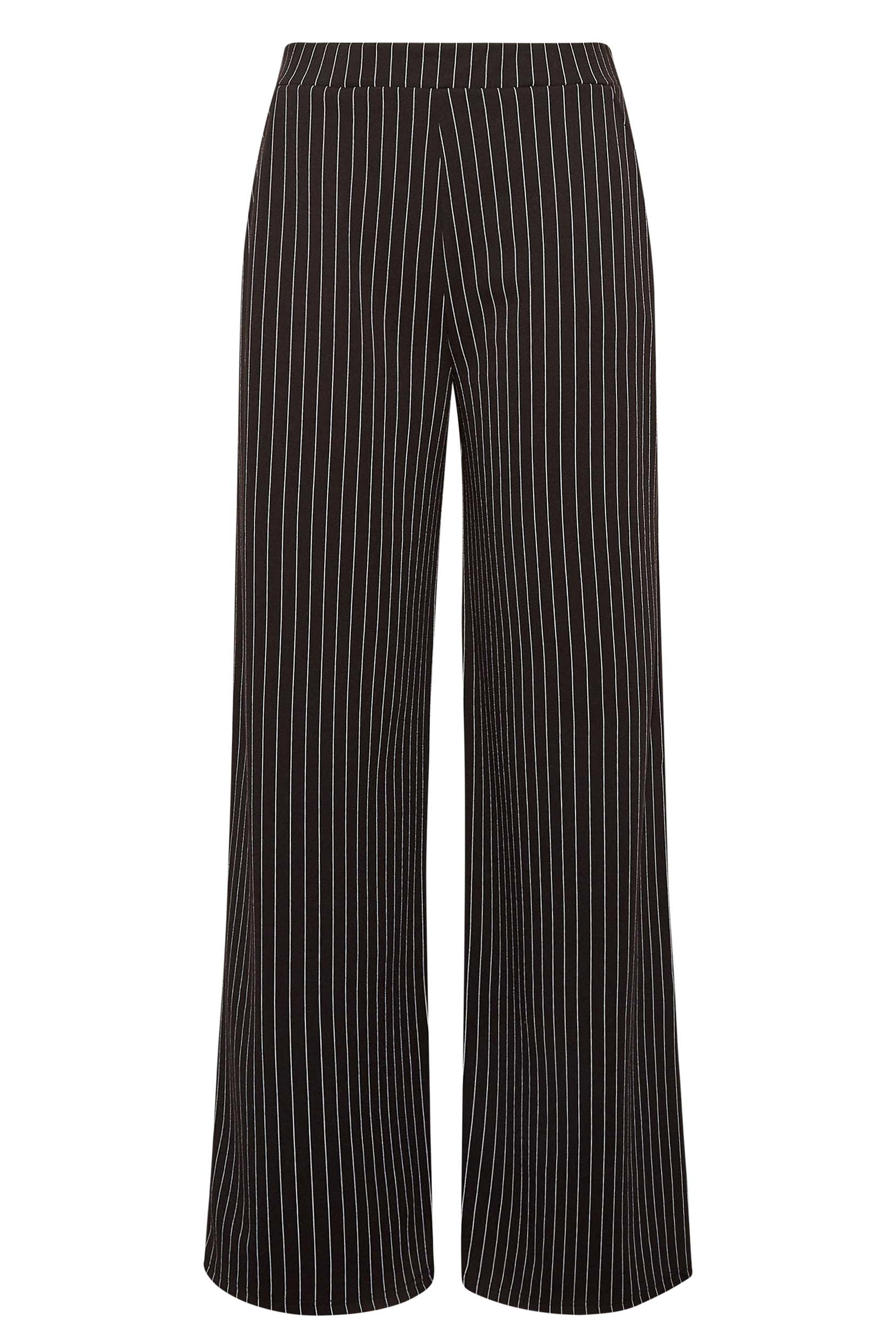 Petite Black Side Stripe Knitted Wide Leg Trousers