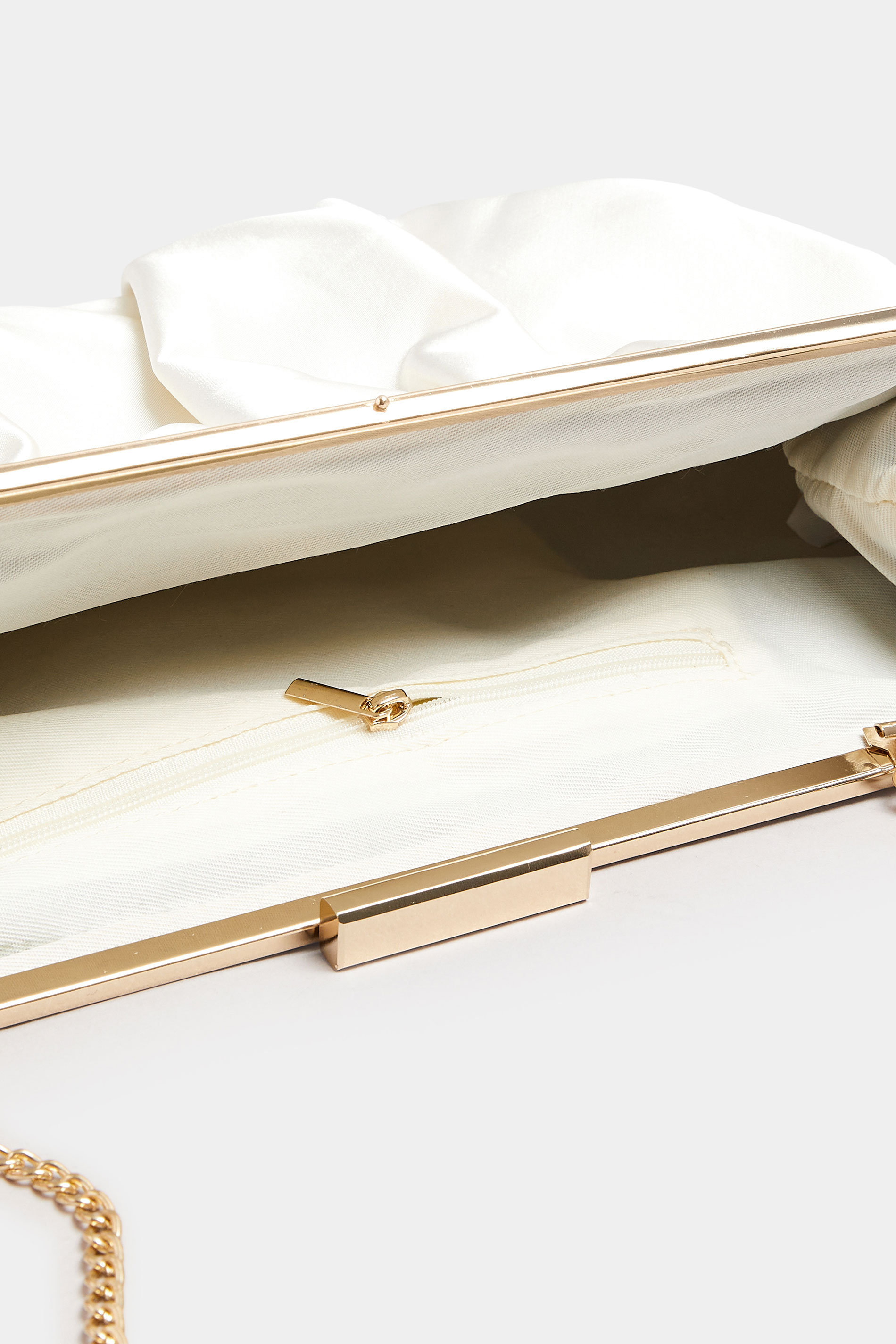Ivory White Satin Pleated Clutch Bag | Yours Clothing 5