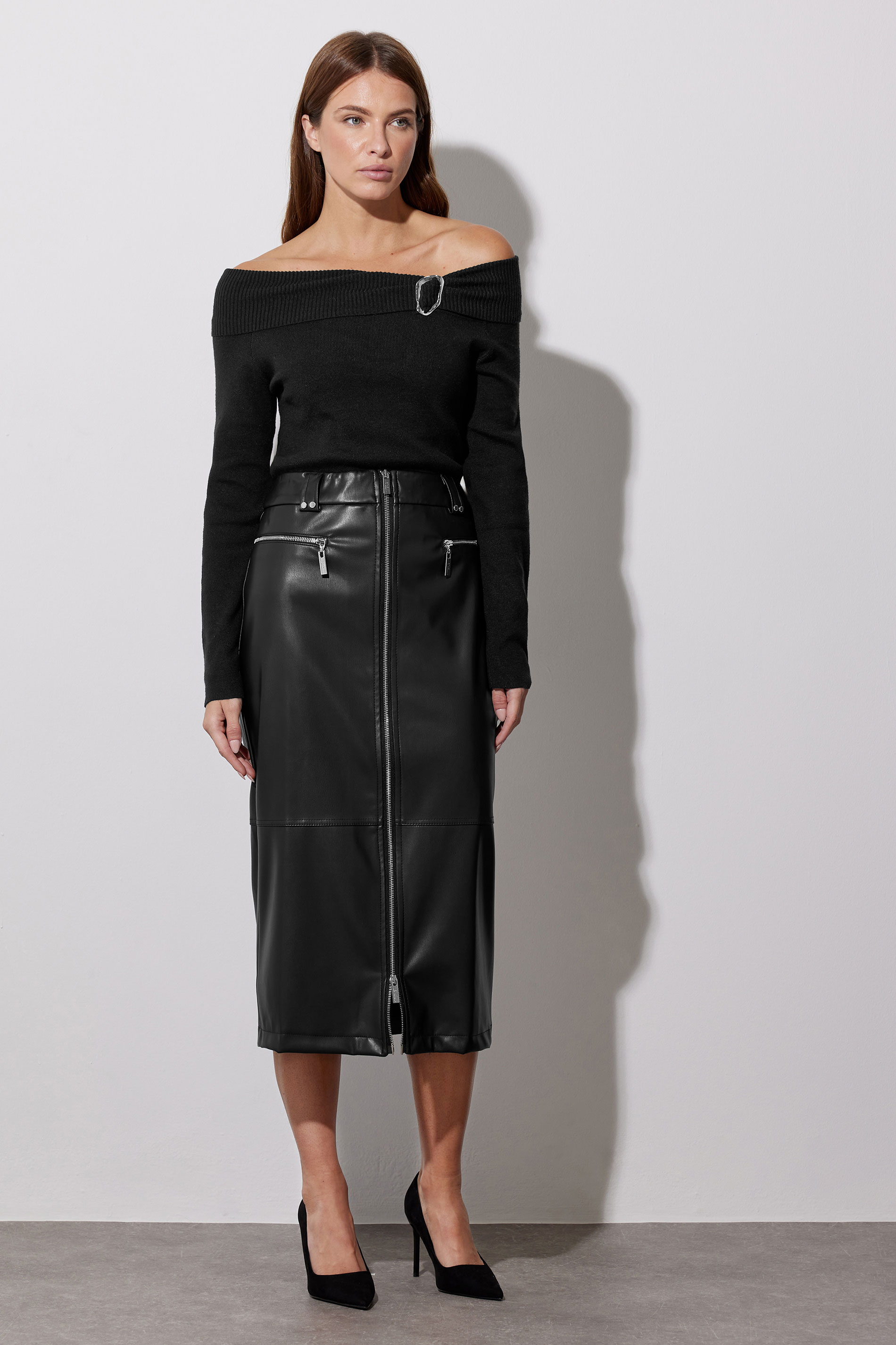 STAR Black Bardot Buckle Detail Jumper | StarByJM 2