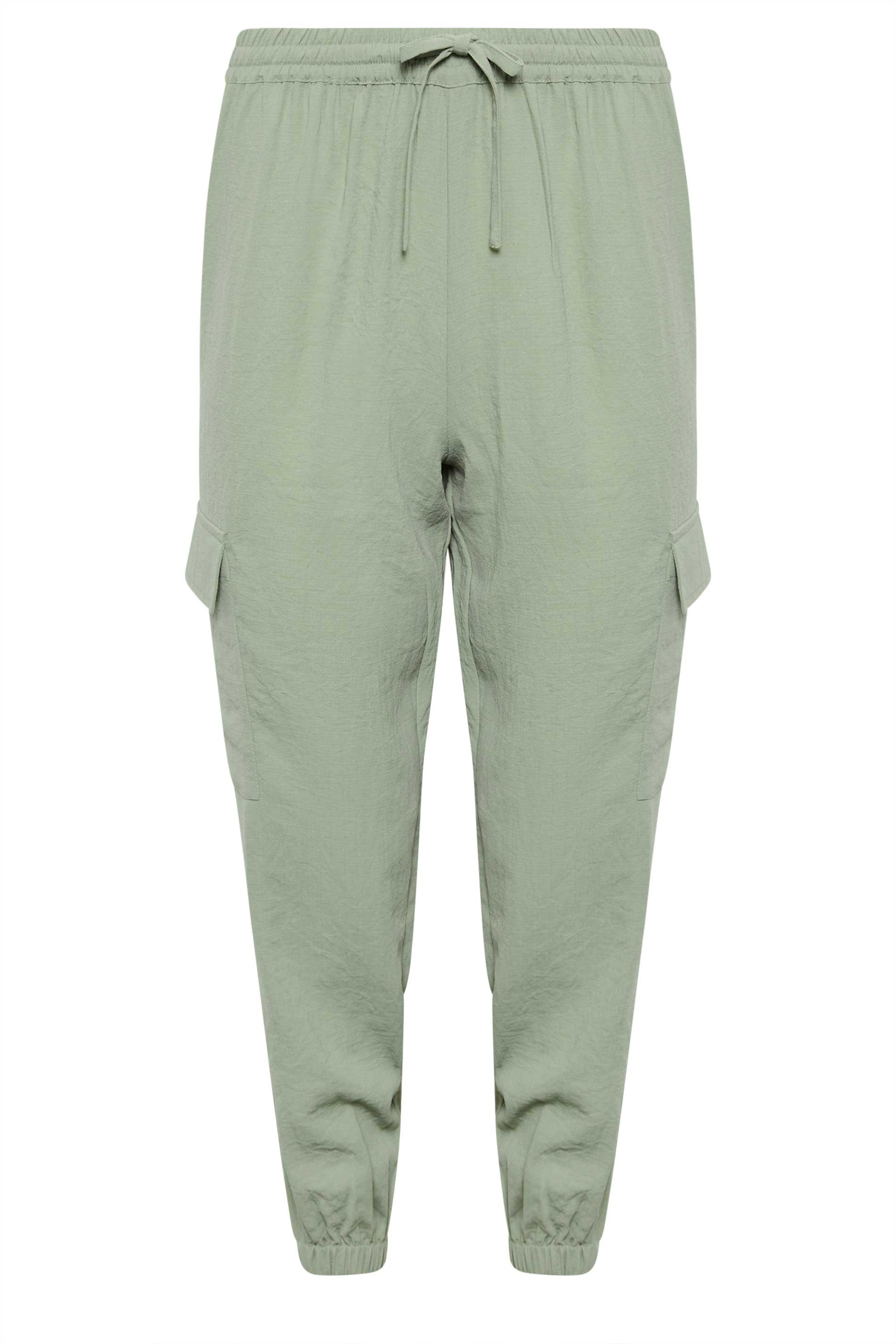 PixieGirl Petite Womens Sage Green Cuffed Cargo Trousers