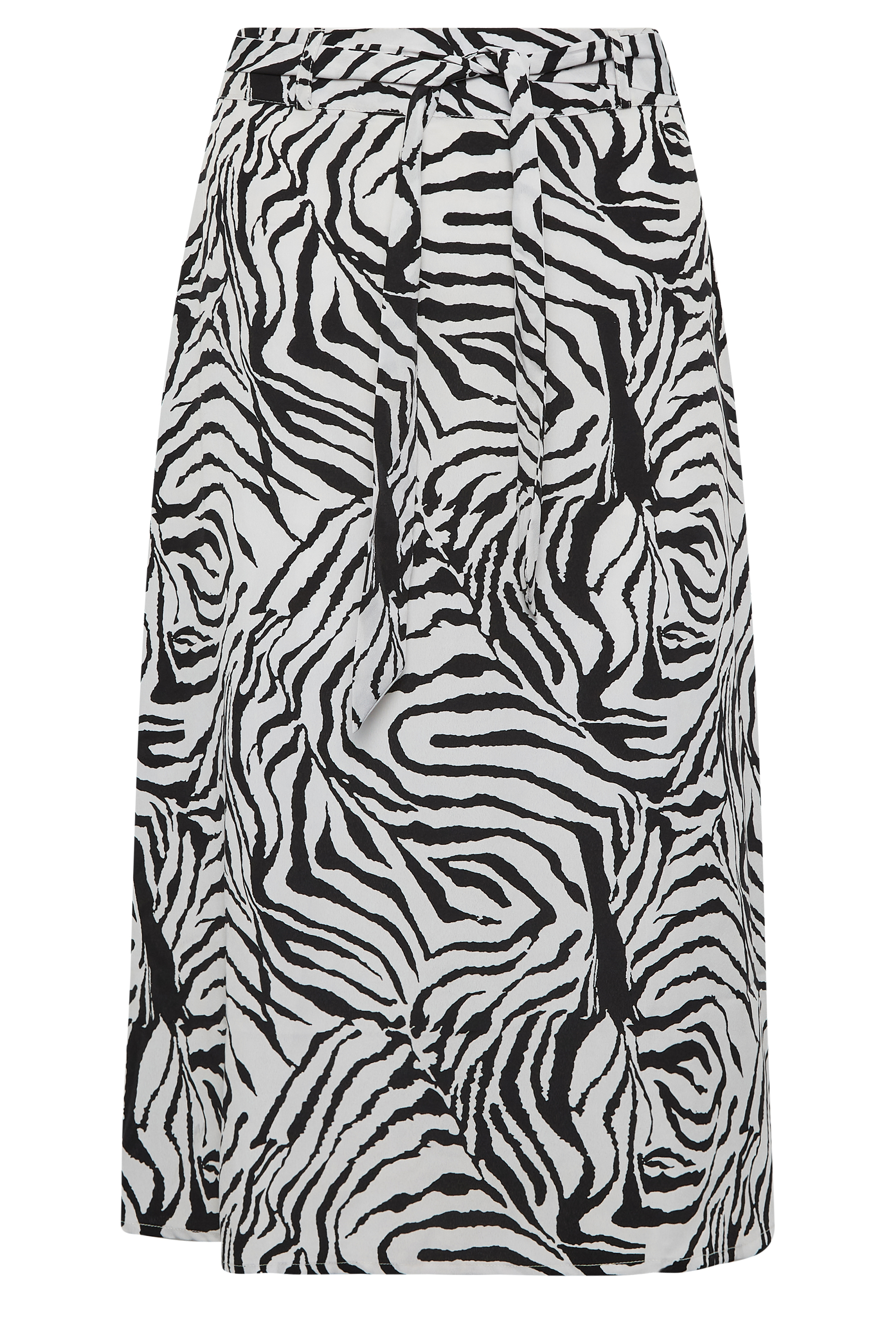 PixieGirl Black Zebra Print Belted Midi Skirt | PixeGirl | PixieGirl