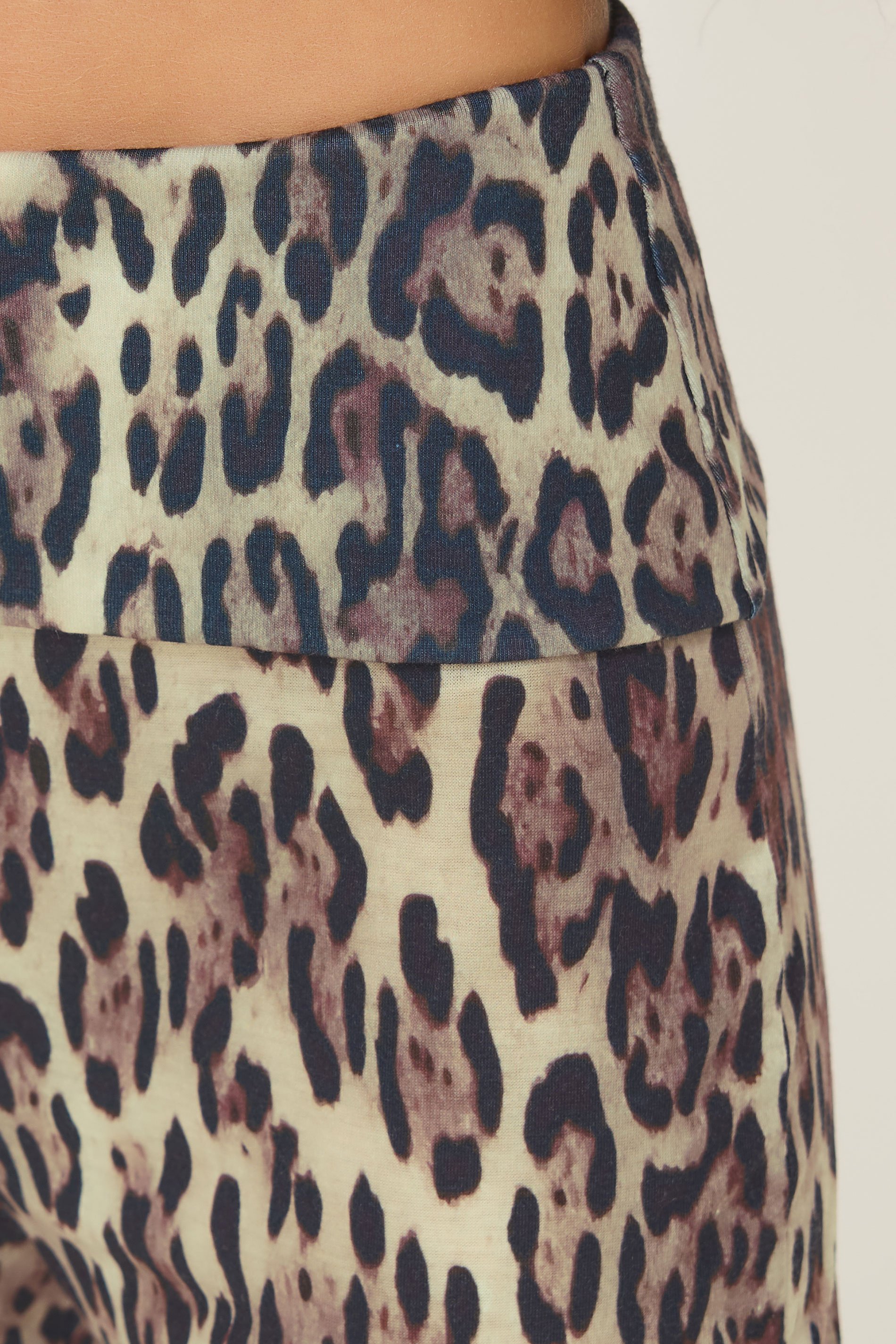 PixieGirl Petite Women's Natural Brown Leopard Print Fold Over Leggings 4