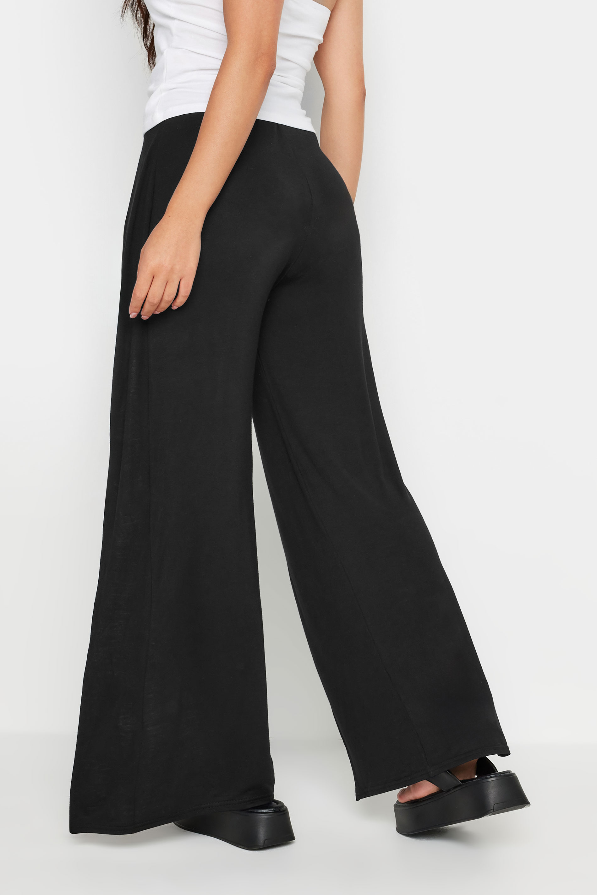 PixieGirl Petite Women's Black Wide Leg Wrap Trousers | PixieGirl 4