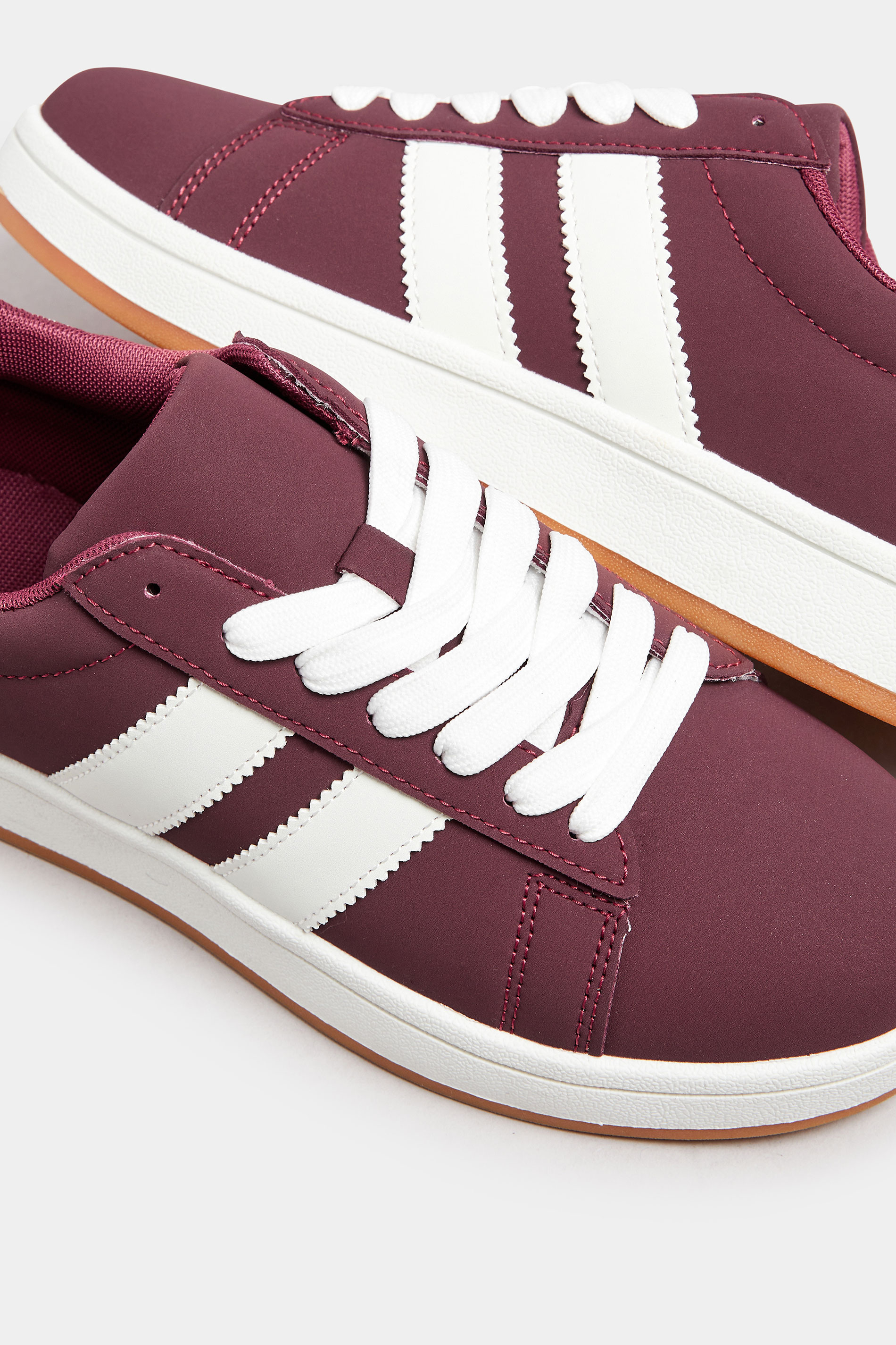 Burgundy Red Padded Lace Up Trainers In Wide E Fit | Yours Clothing 5