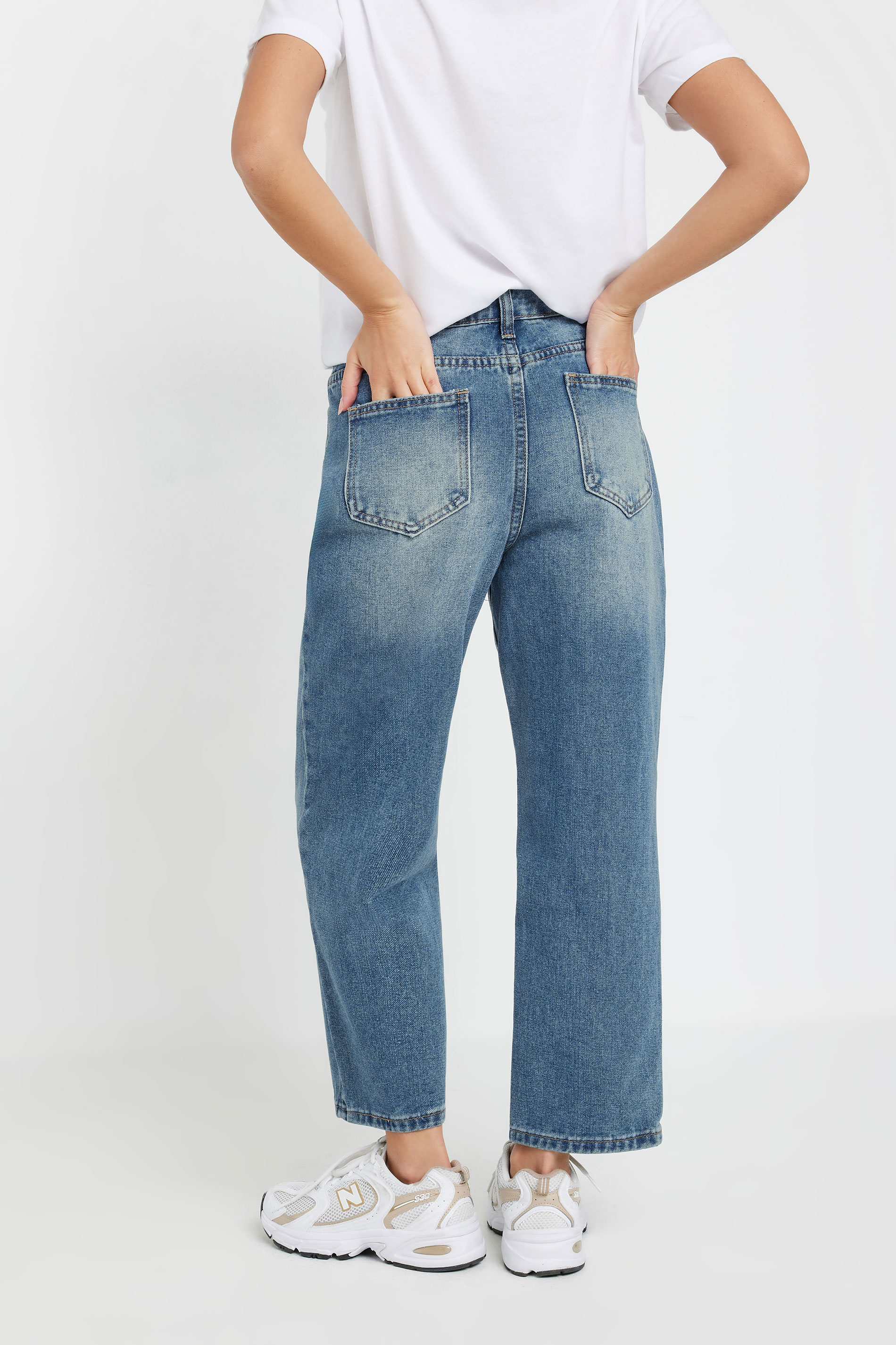 PixieGirl Petite Women's Blue Denim Ankle Grazer Straight Leg Jeans | PixieGirl 3