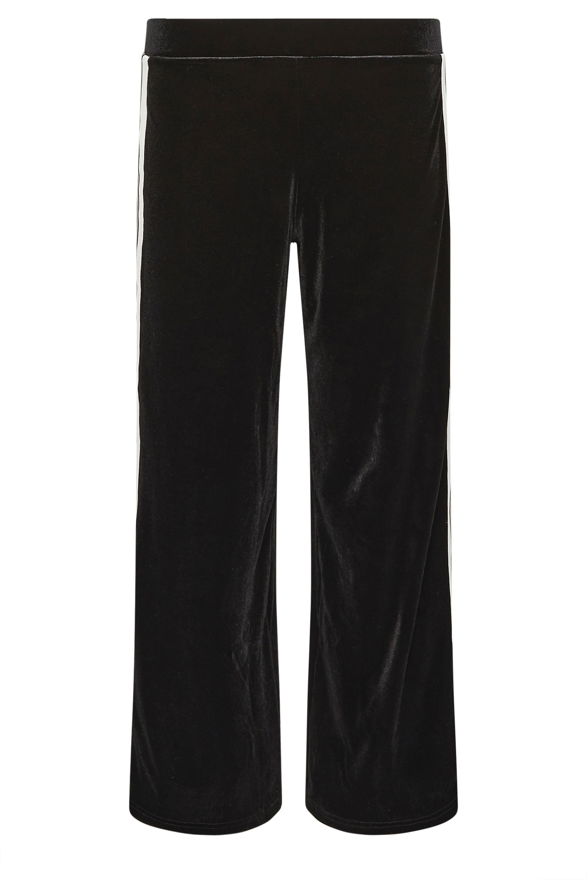 PixieGirl Petite Womens Black Velour Side Stripe Trousers | PixieGirl 6