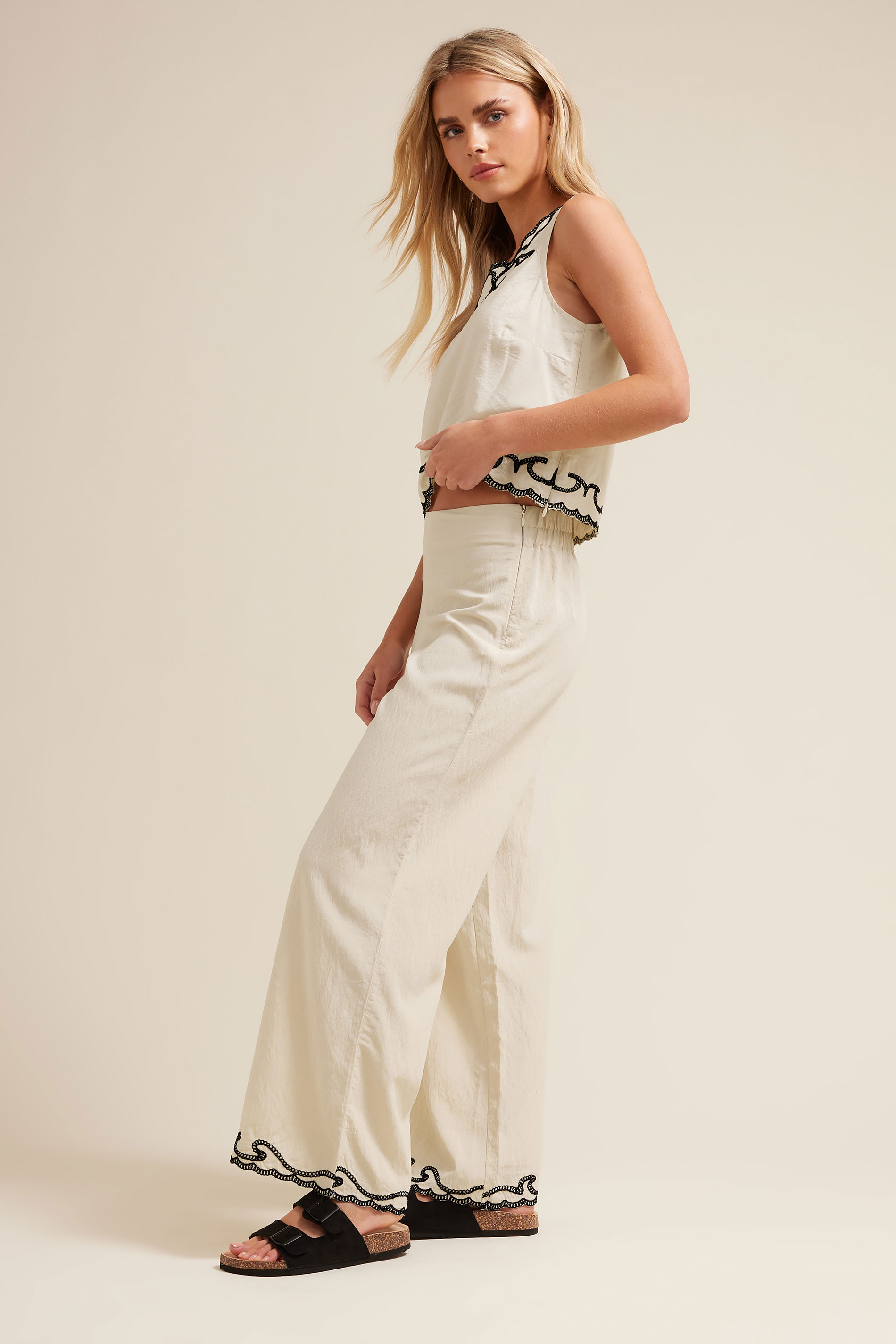 PixieGirl Petite Women's Ivory White Embroidered Sleeveless Top | PixieGirl 4