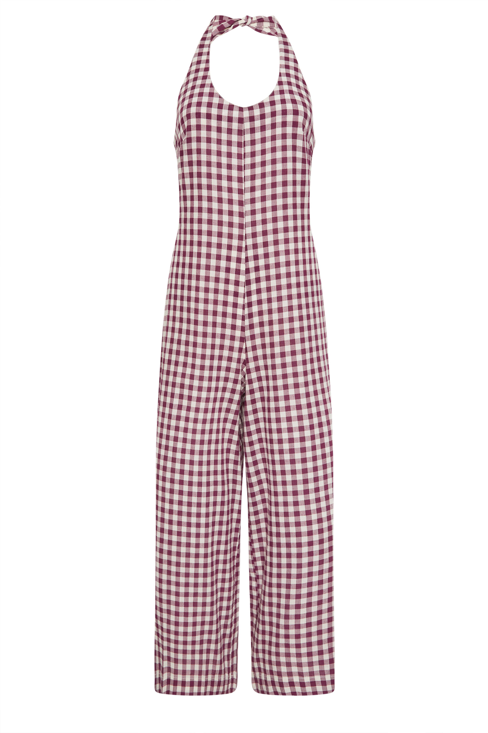 PixieGirl Petite Women's Plum Purple Gingham Wide Leg Jumpsuit | PixieGirl 5