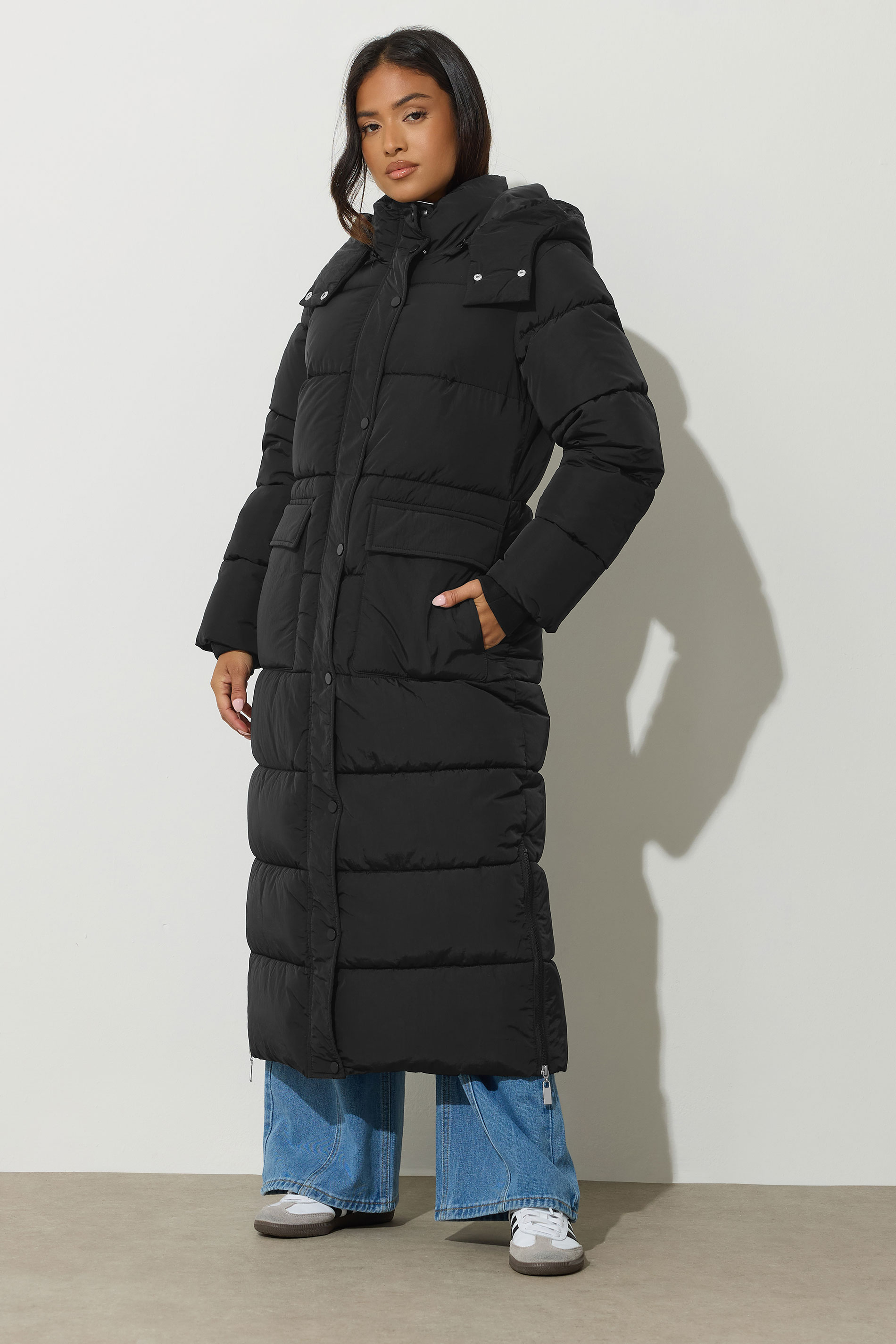 PixieGirl Petite Womens Black Maxi Padded Puffer Coat | PixieGirl 3