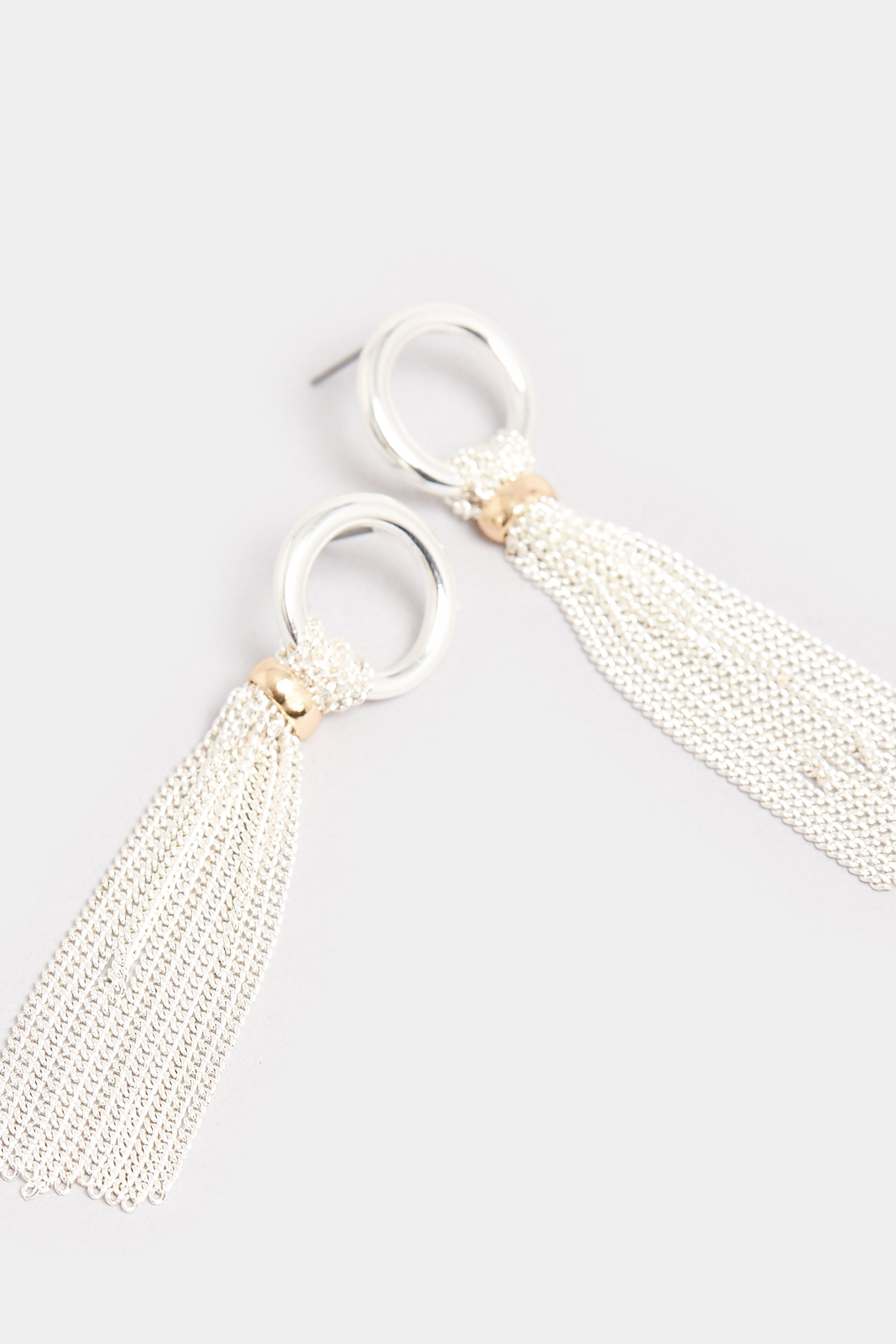 Silver Tone Chain Tassel Earrings | Yours Clothing 3