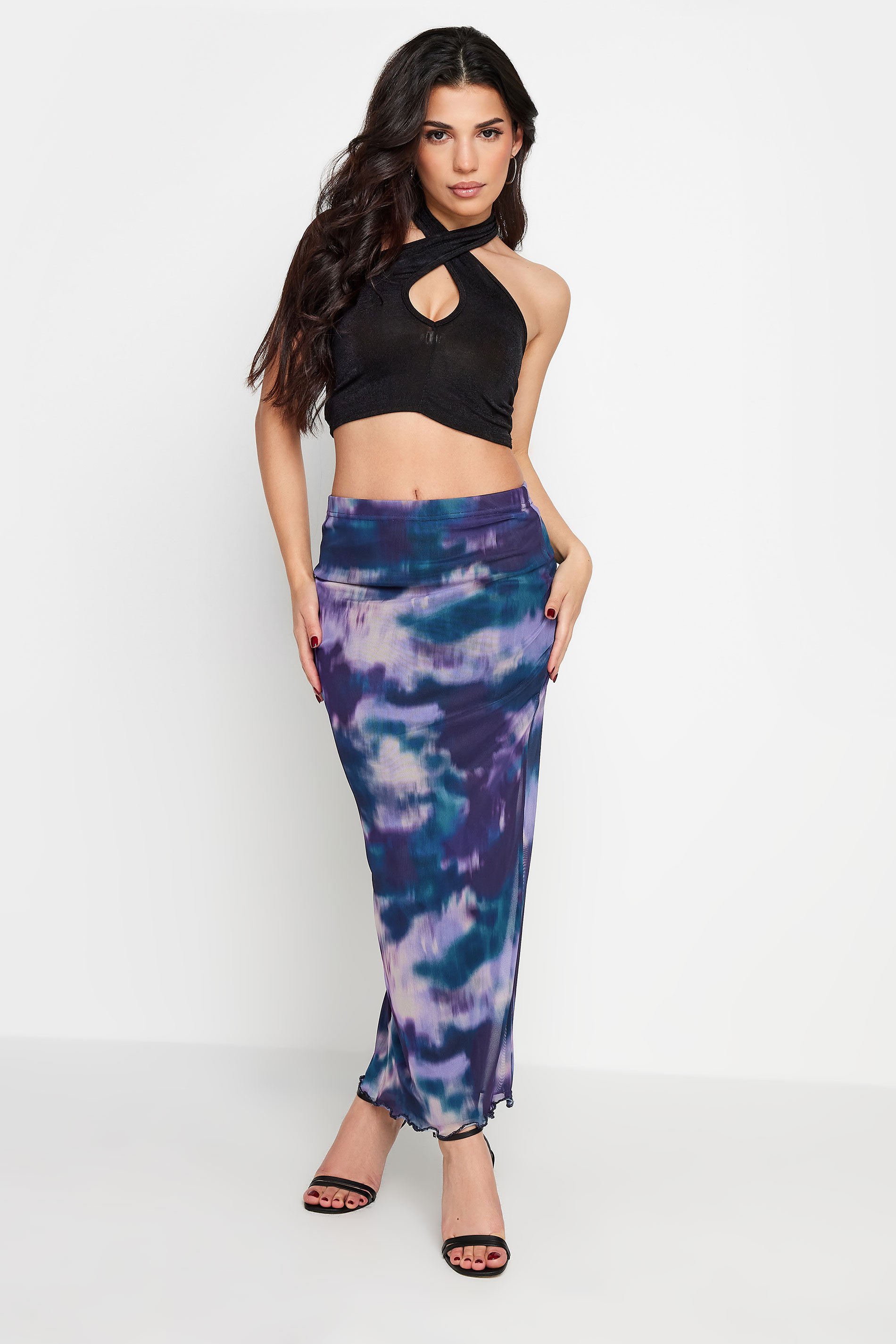 PixieGirl Purple Tie Dye Print Mesh Maxi Skirt | PixieGirl  2
